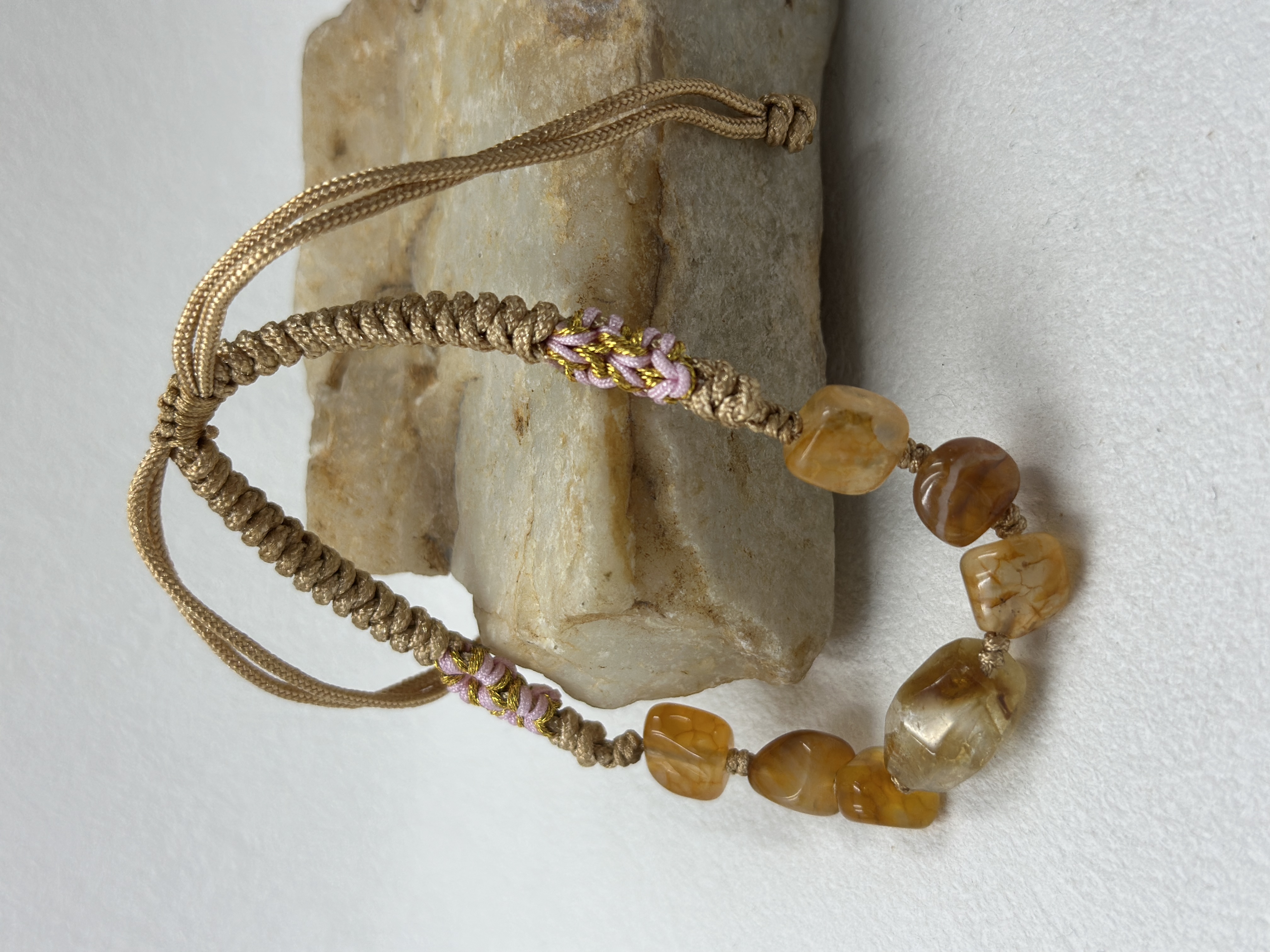 Handwoven Lucky Cord with Large Natural Crystal & Agate Raw Stone