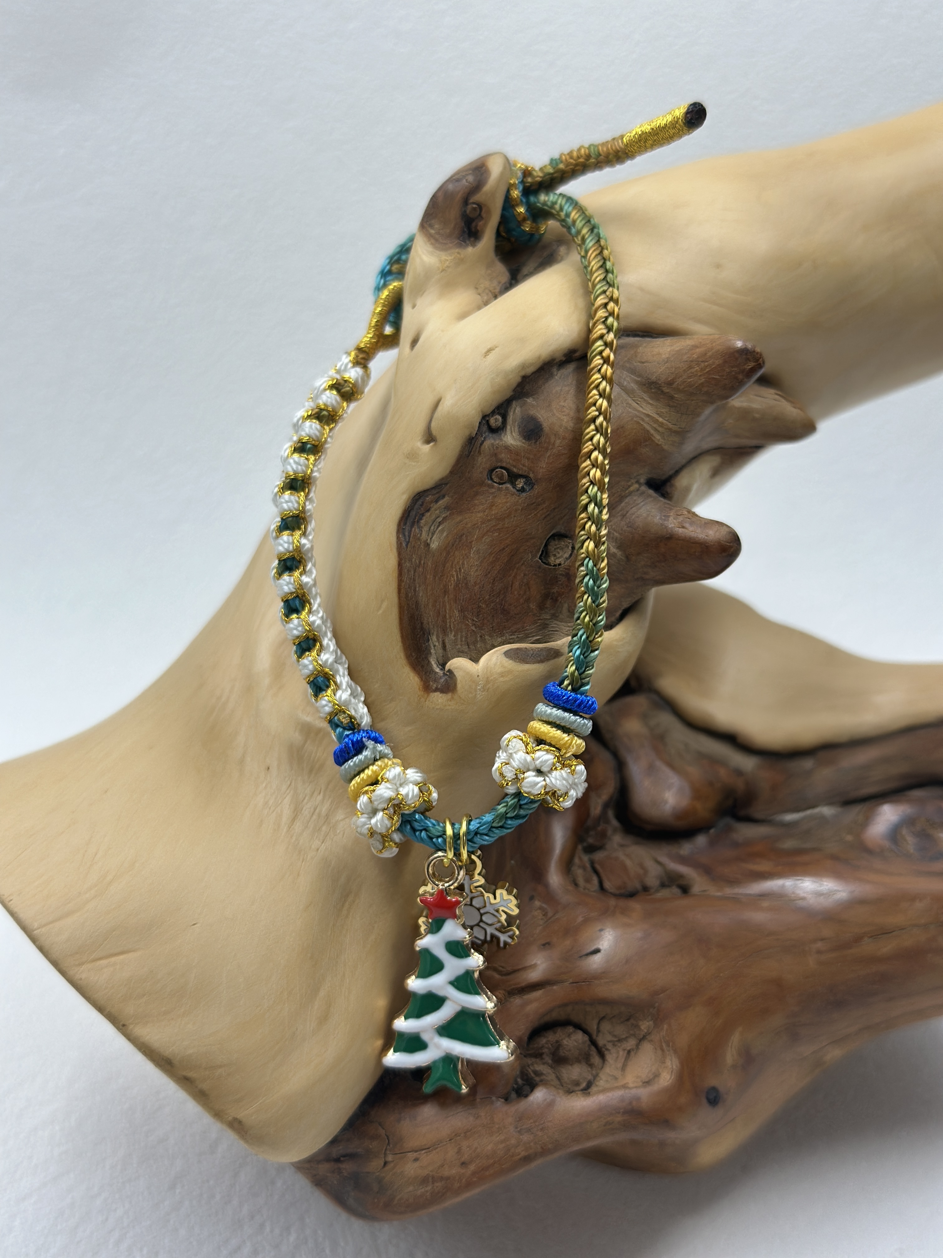 Handwoven Christmas Lucky Cord with Christmas Charms