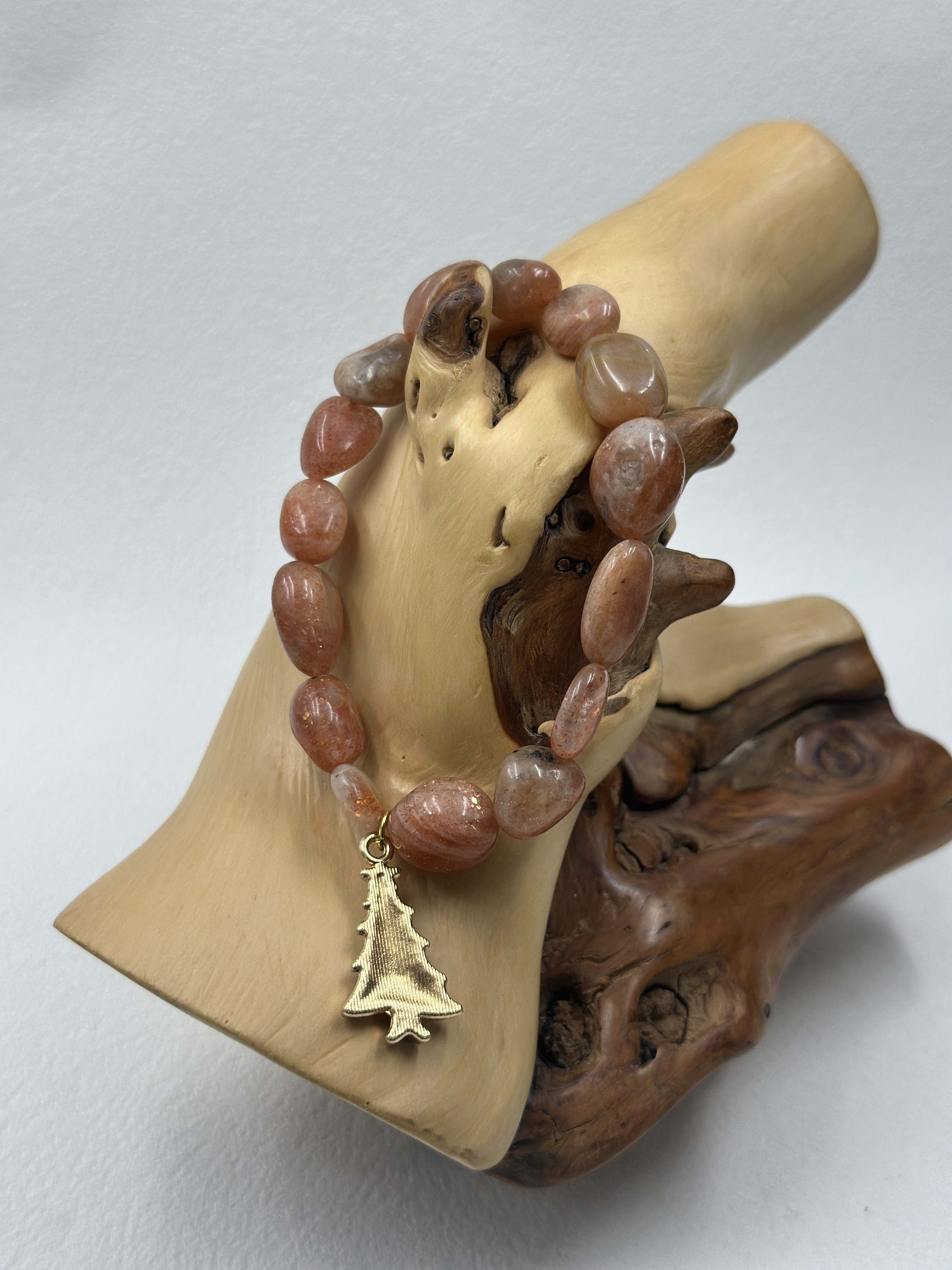 Golden Strawberry Quartz Raw Stone Bracelet