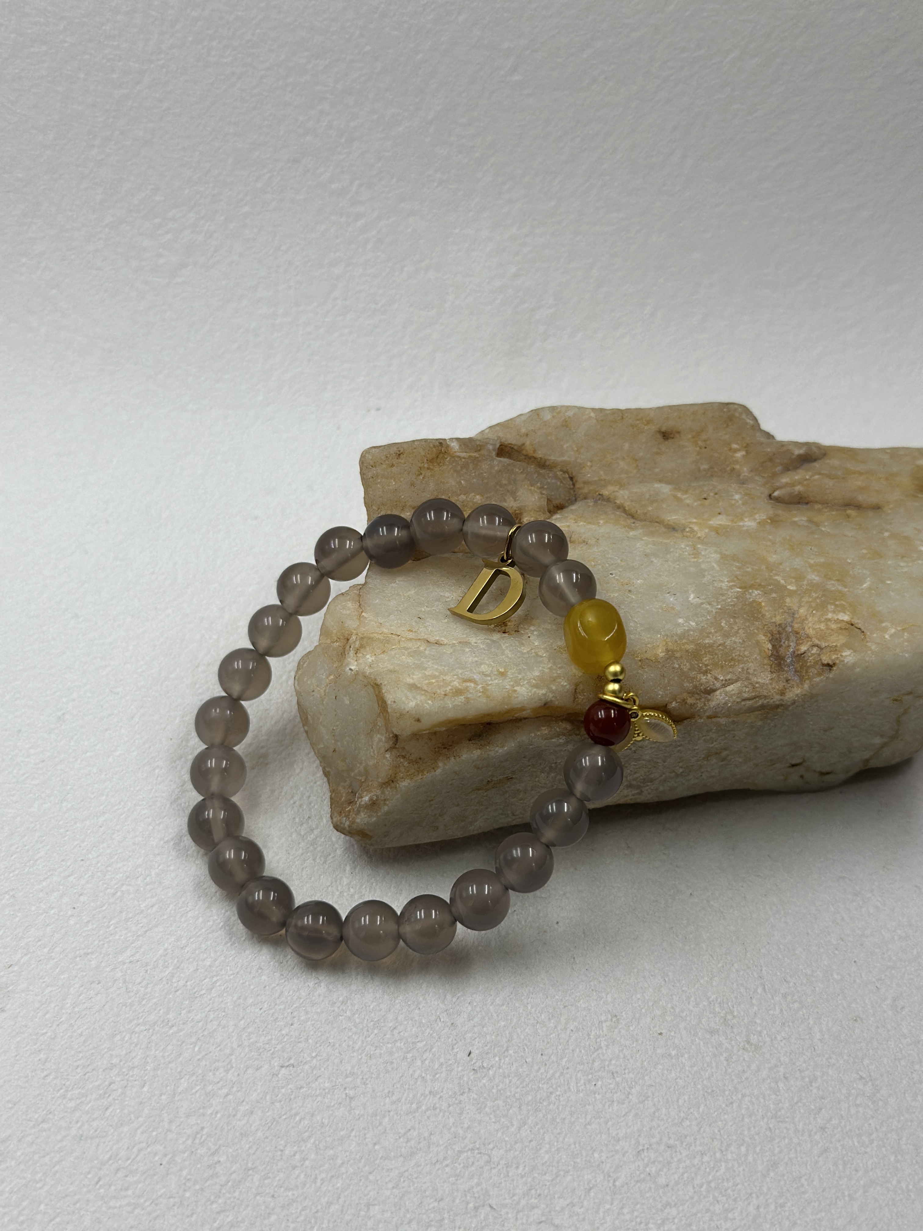Natural Grey Agate + Yellow Chalcedony