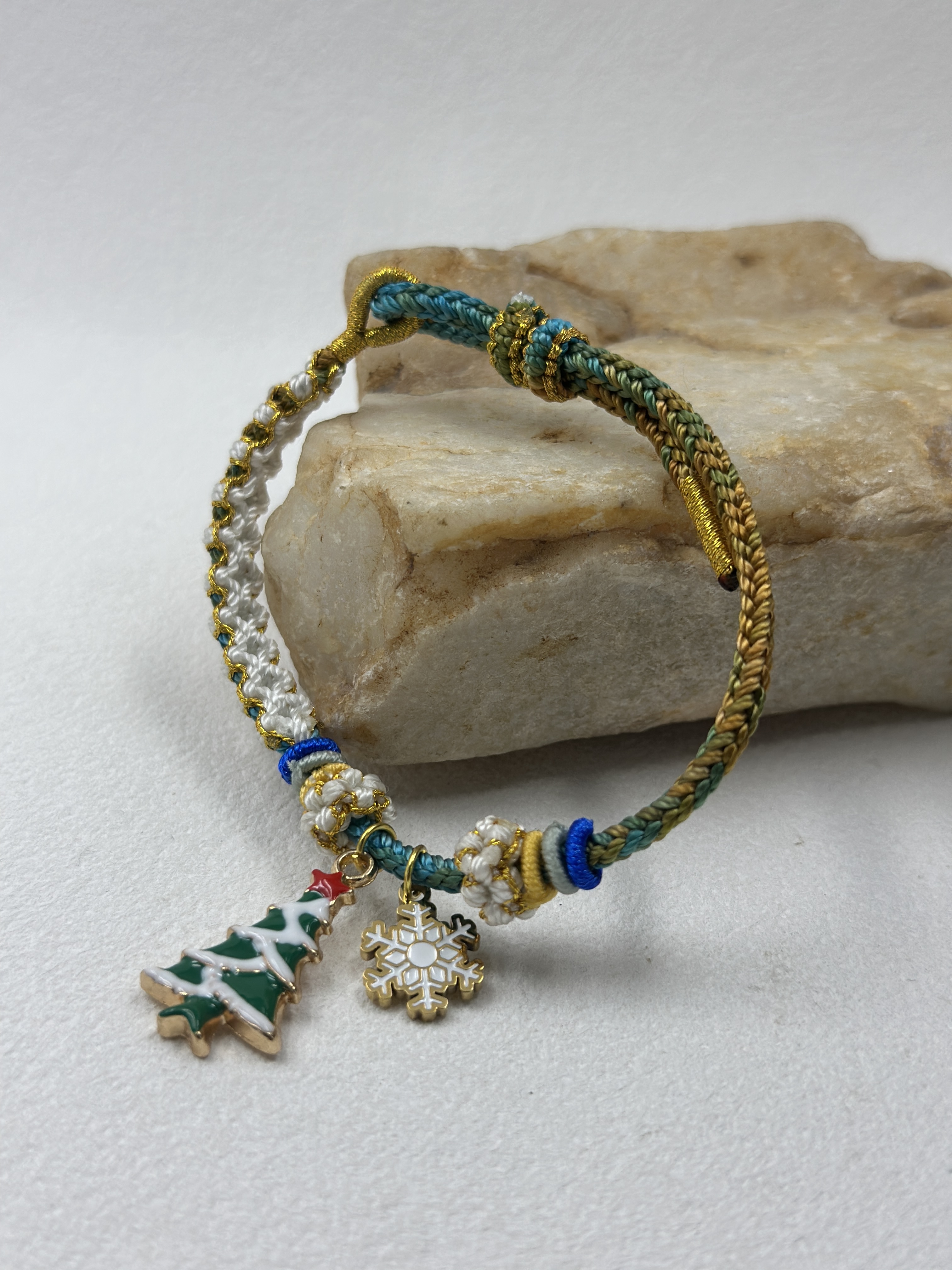 Handwoven Christmas Lucky Cord with Christmas Charms