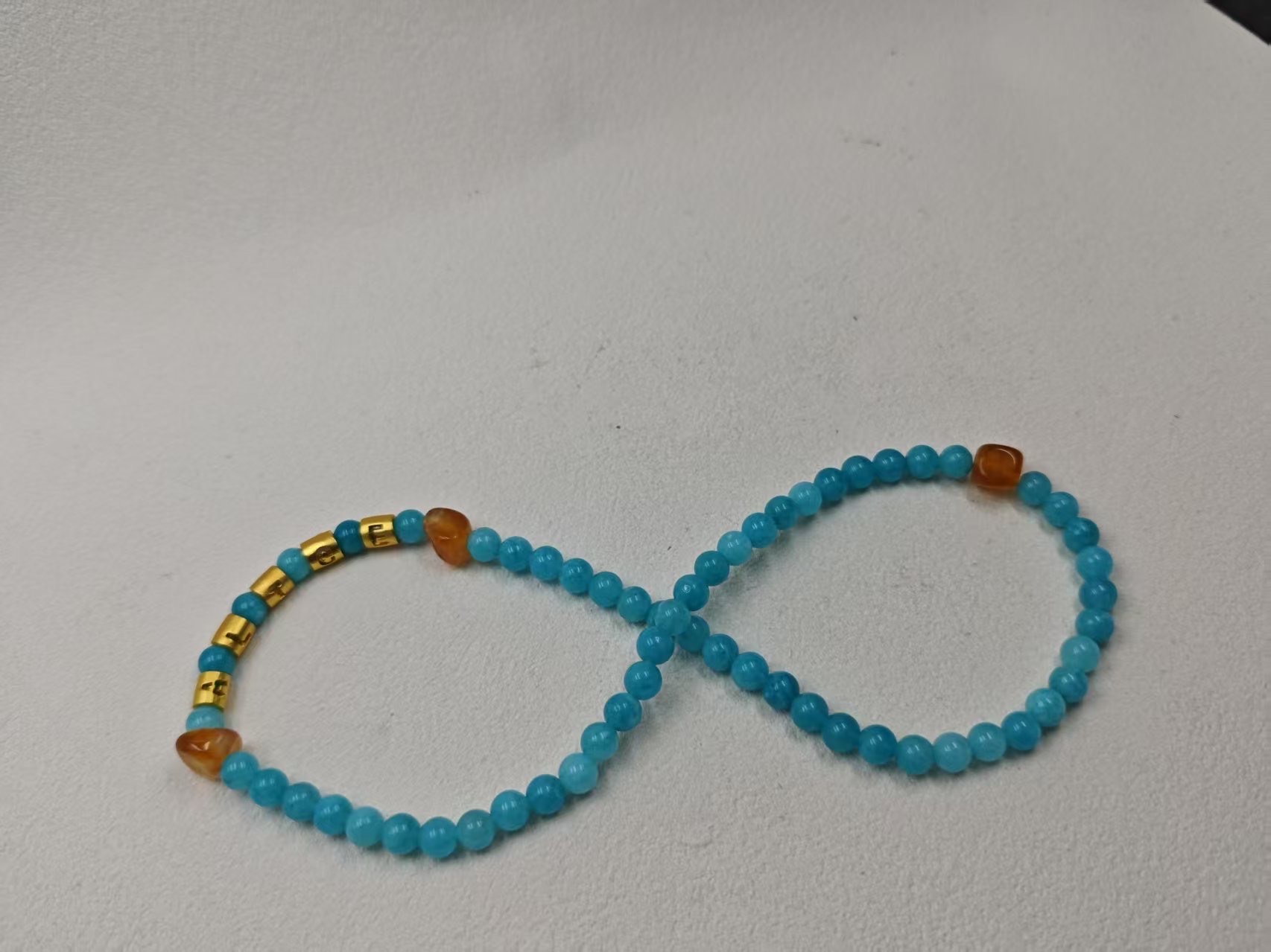 Stabilized Turquoise + Raw Agate, 4mm / 6mm
