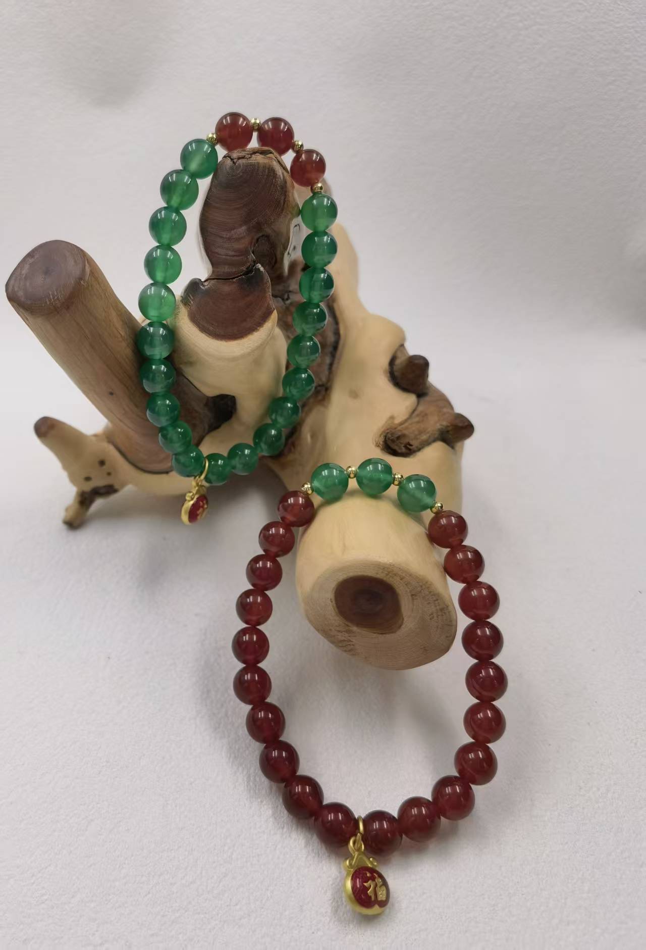 Red Agate + Green Agate, 8mm