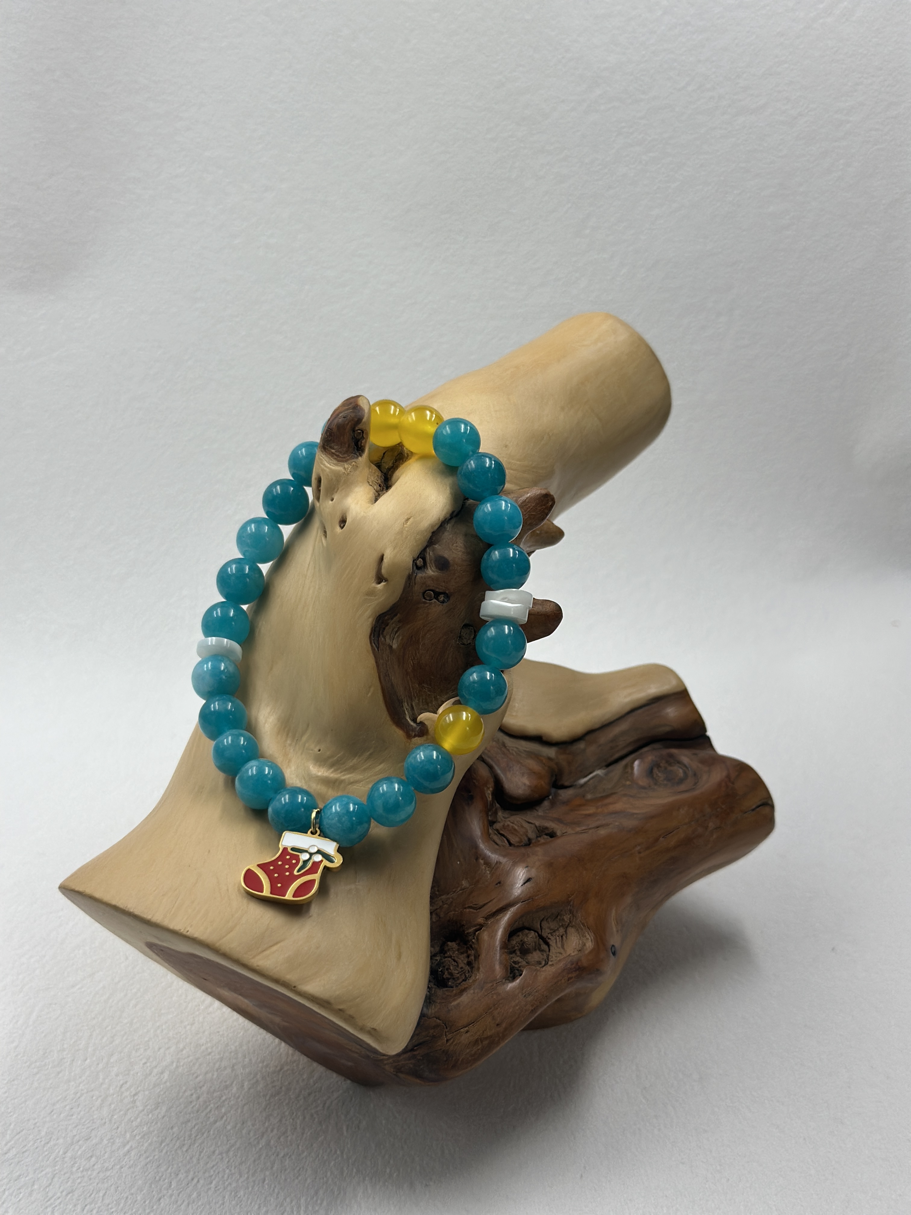 Synthetic Aquamarine & Yellow Agate Bracelet (8mm)