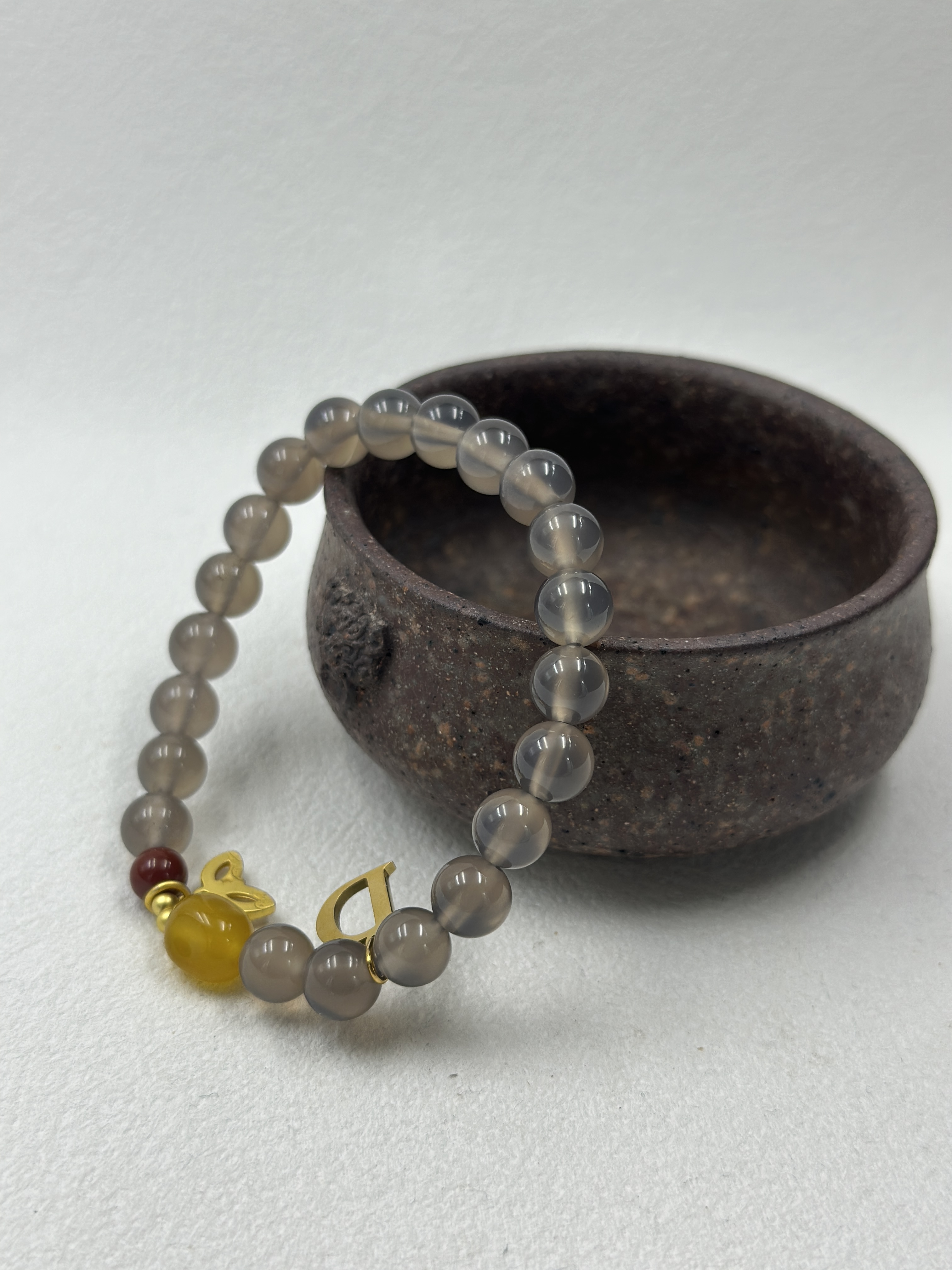 Natural Grey Agate + Yellow Chalcedony