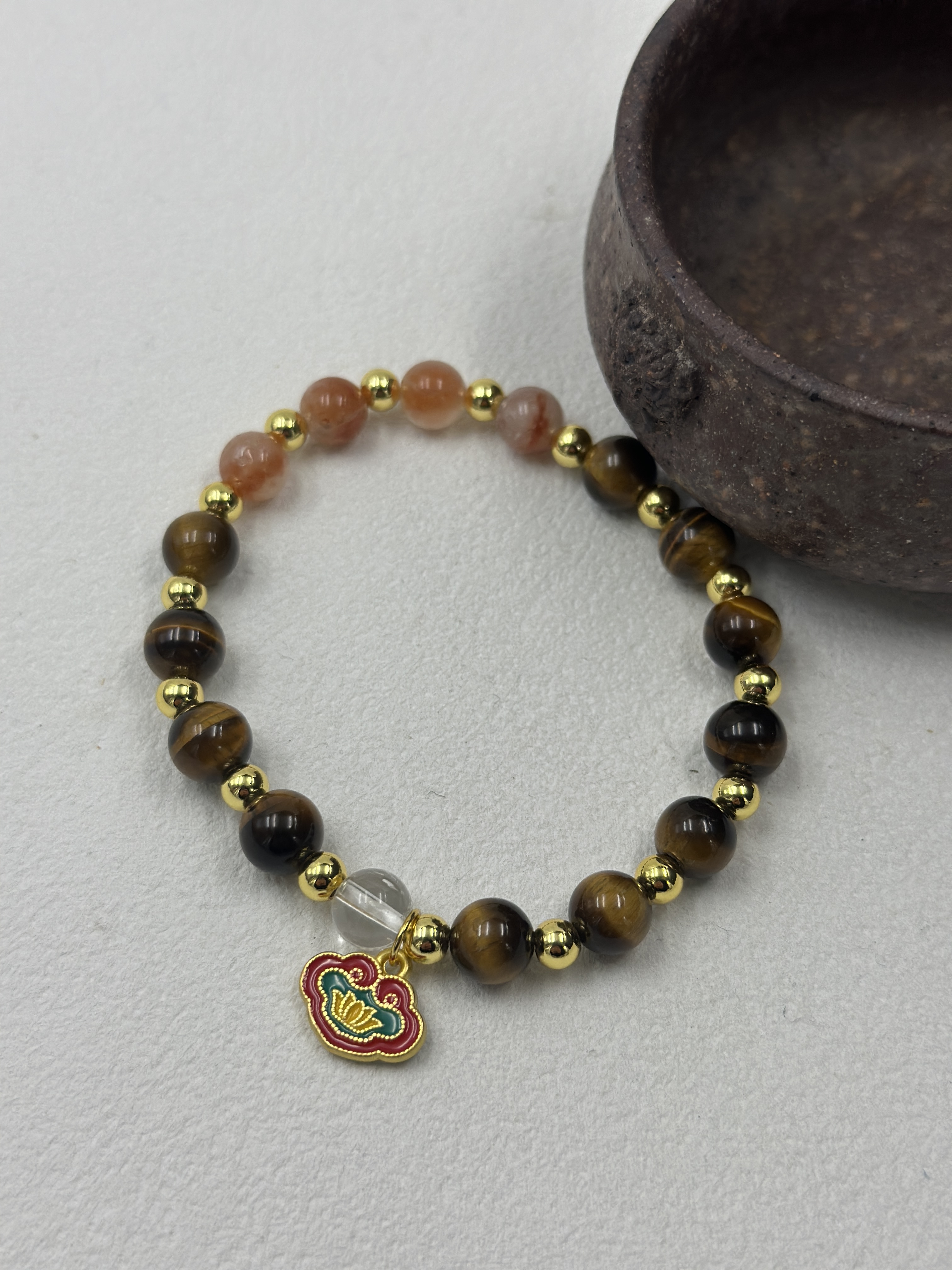 Tiger Eye and Crystal Beaded Bracelet