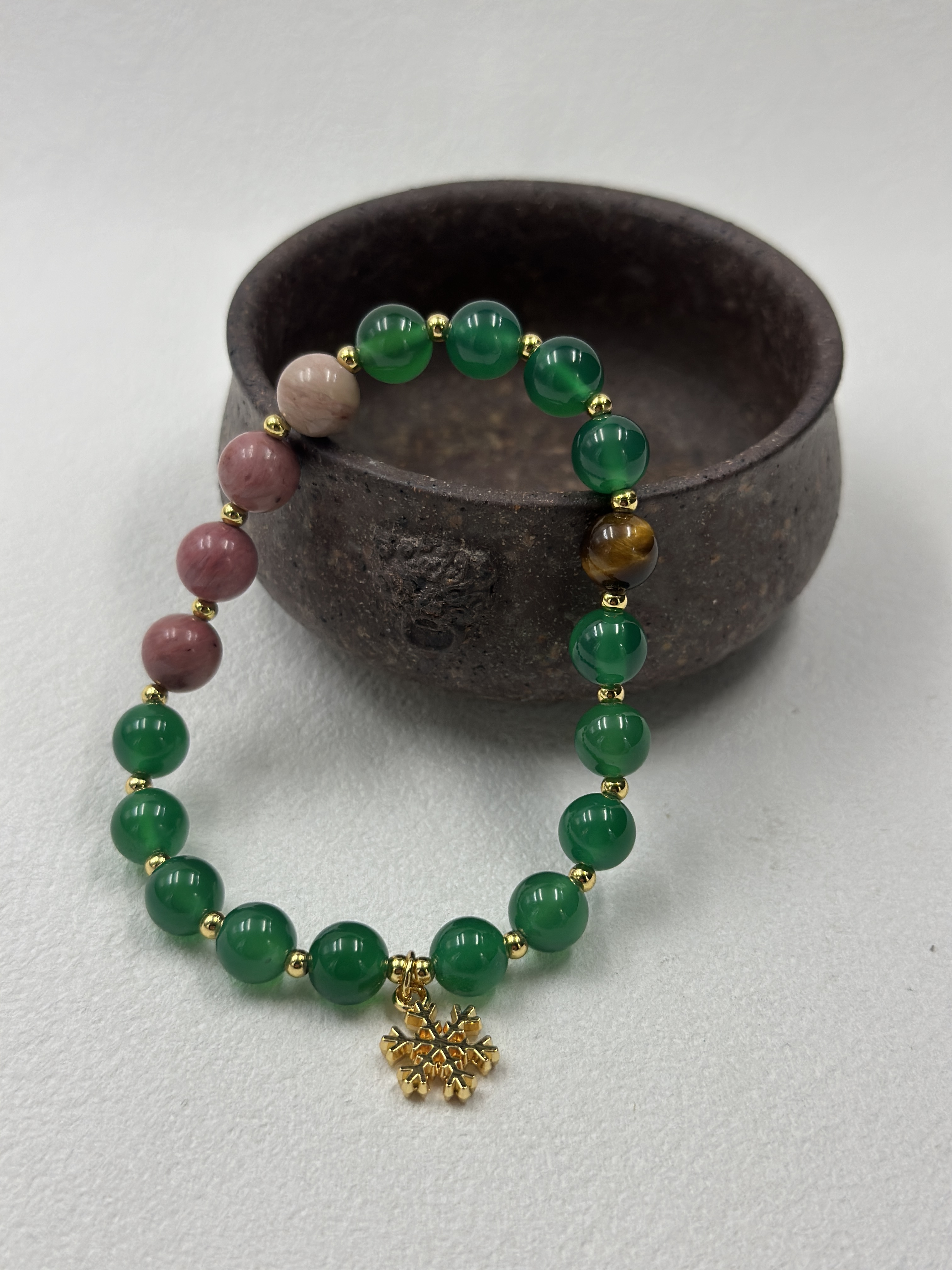 Red Agate & Rhodochrosite Bracelet (8mm)