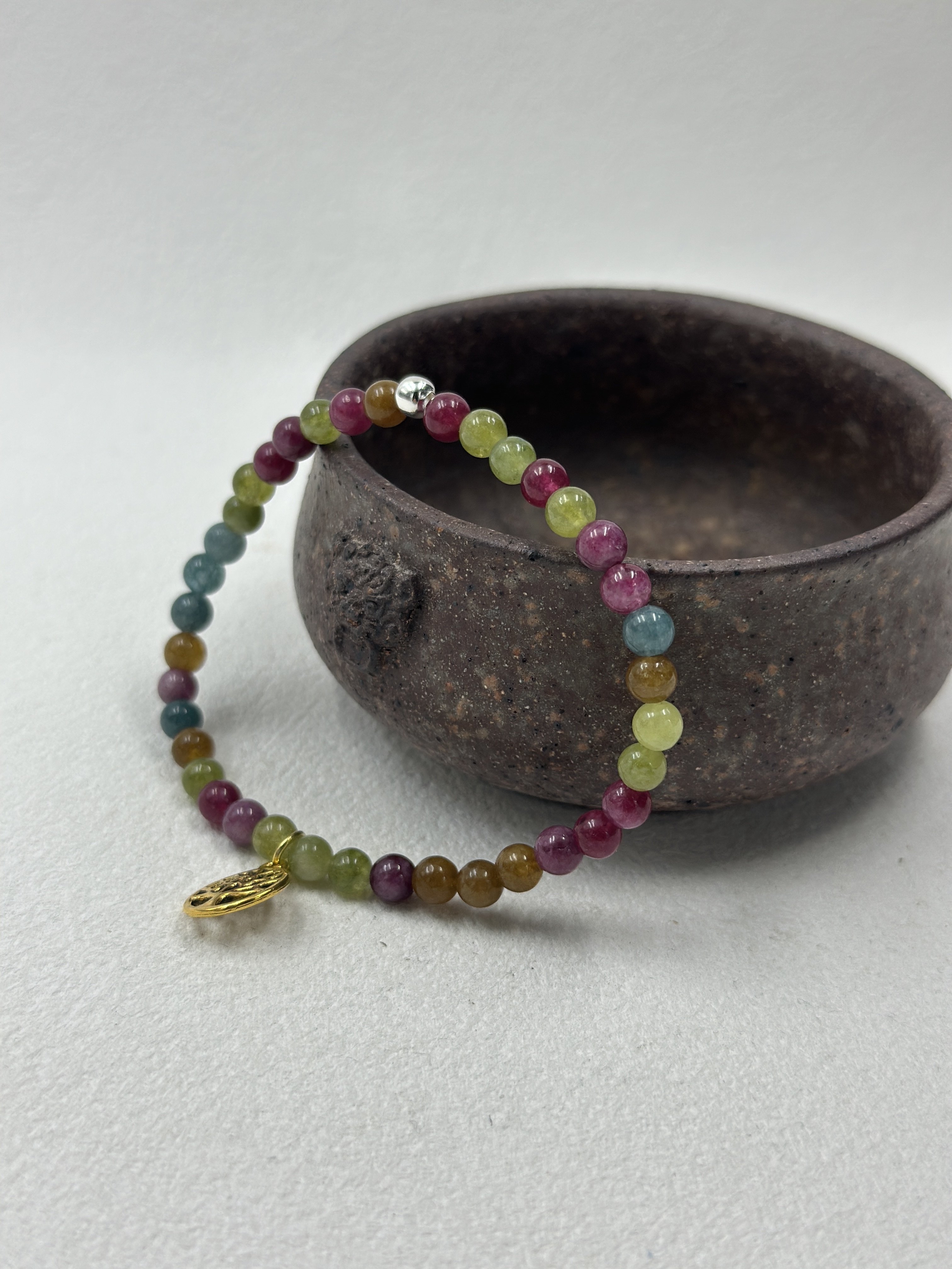Natural Rainbow Tourmaline Bracelet (3mm)