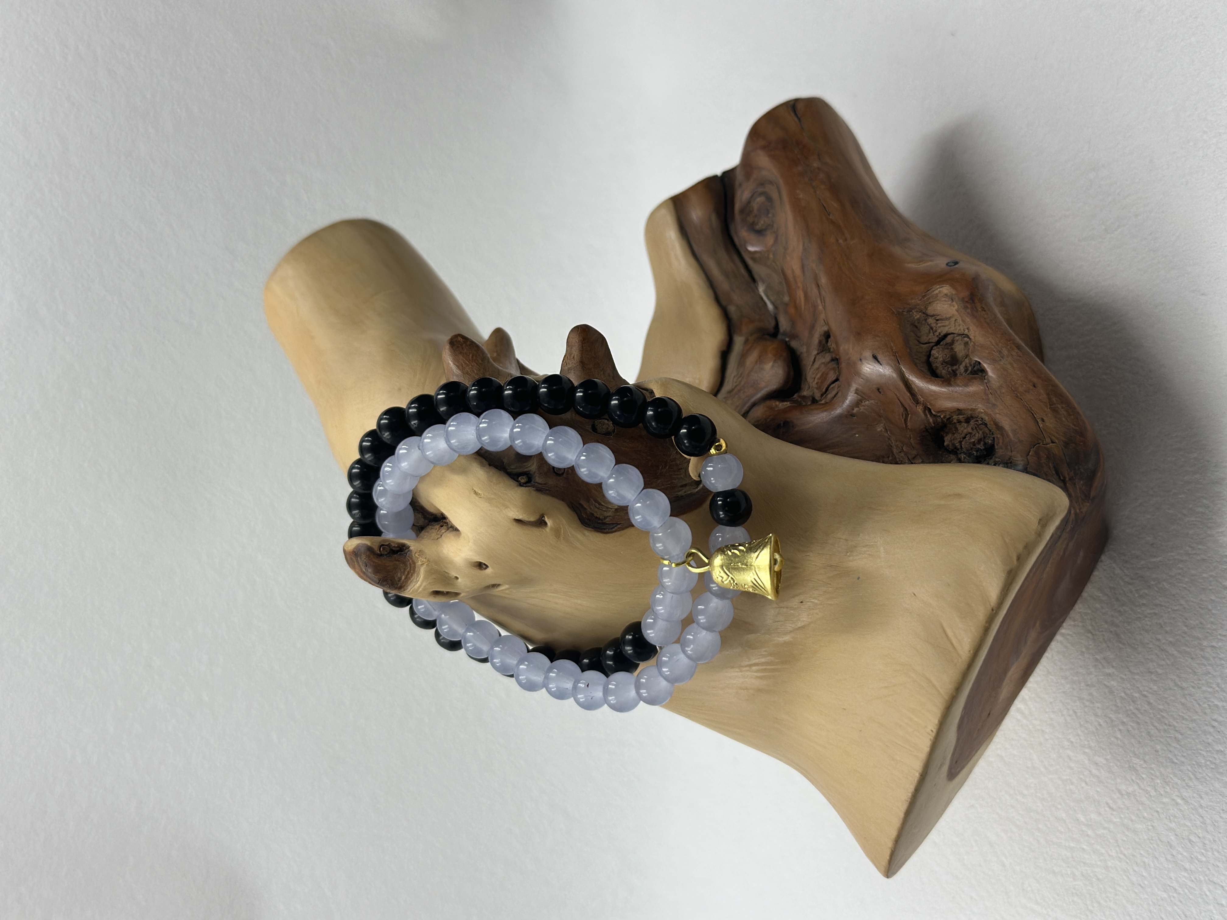Obsidian & Blue Agate Bracelet (6mm)