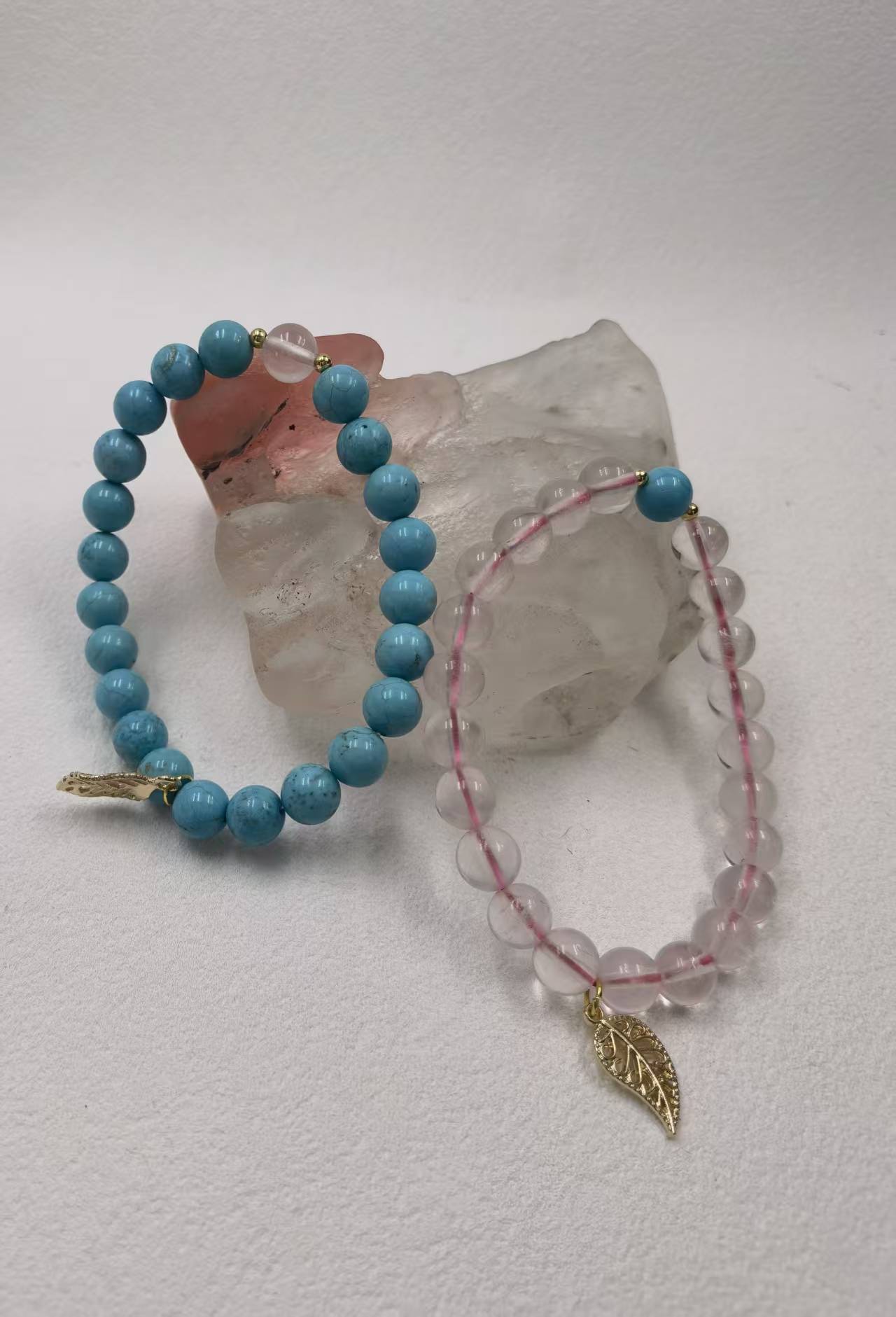 Stabilized Turquoise + Rose Quartz, 8mm