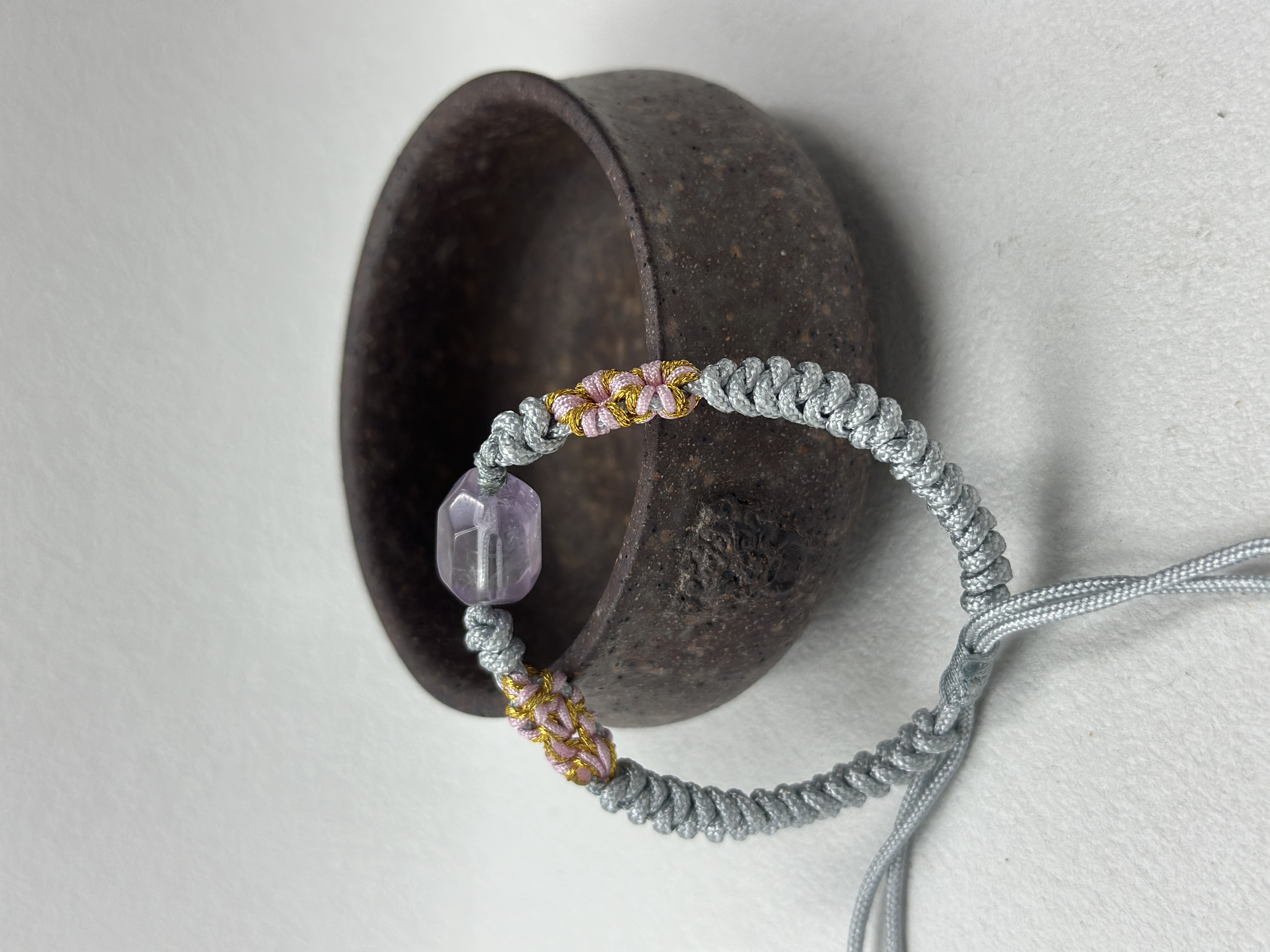 Handwoven Lucky Cord with Large Natural Crystal