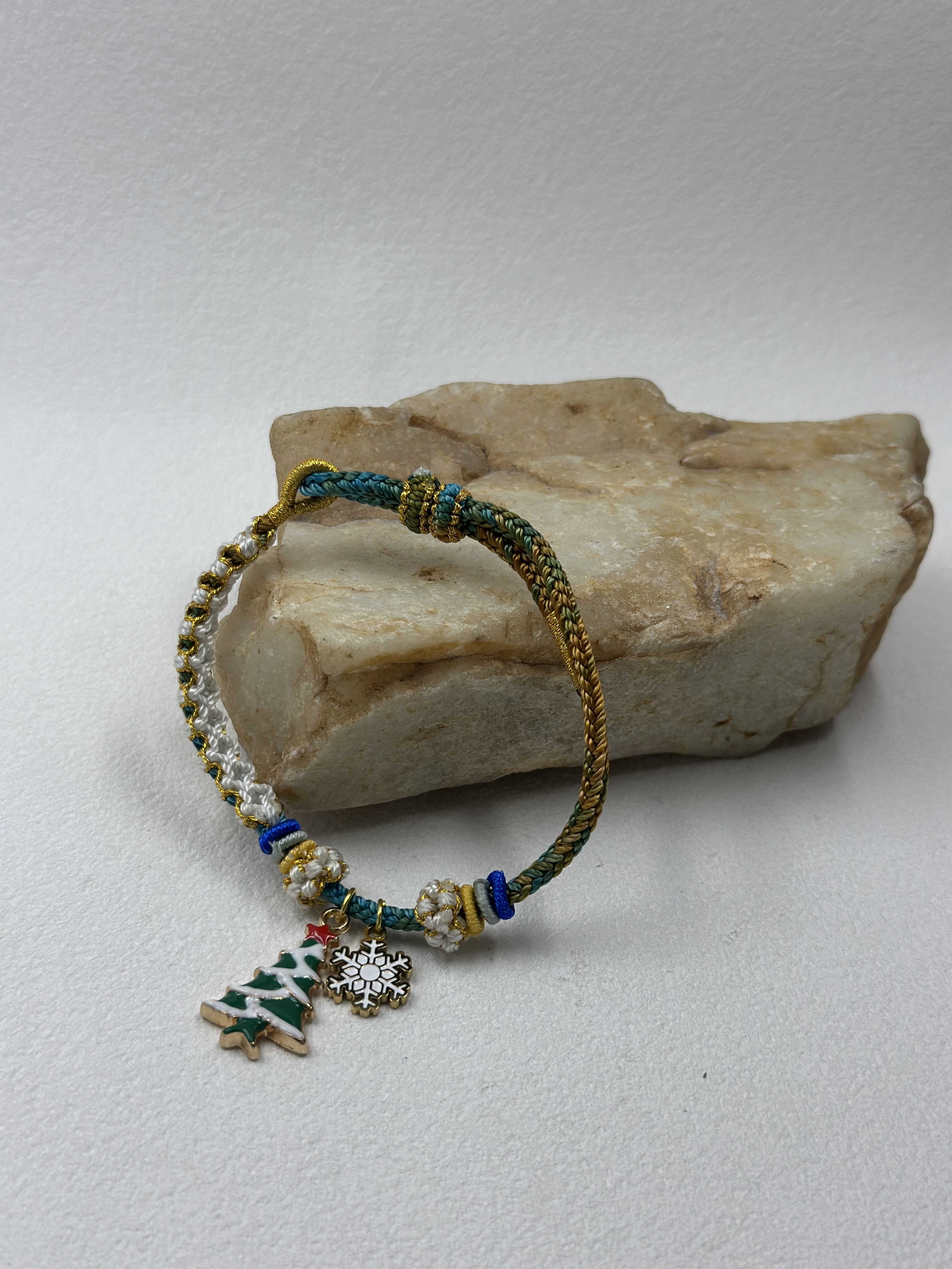 Handwoven Christmas Lucky Cord with Christmas Charms