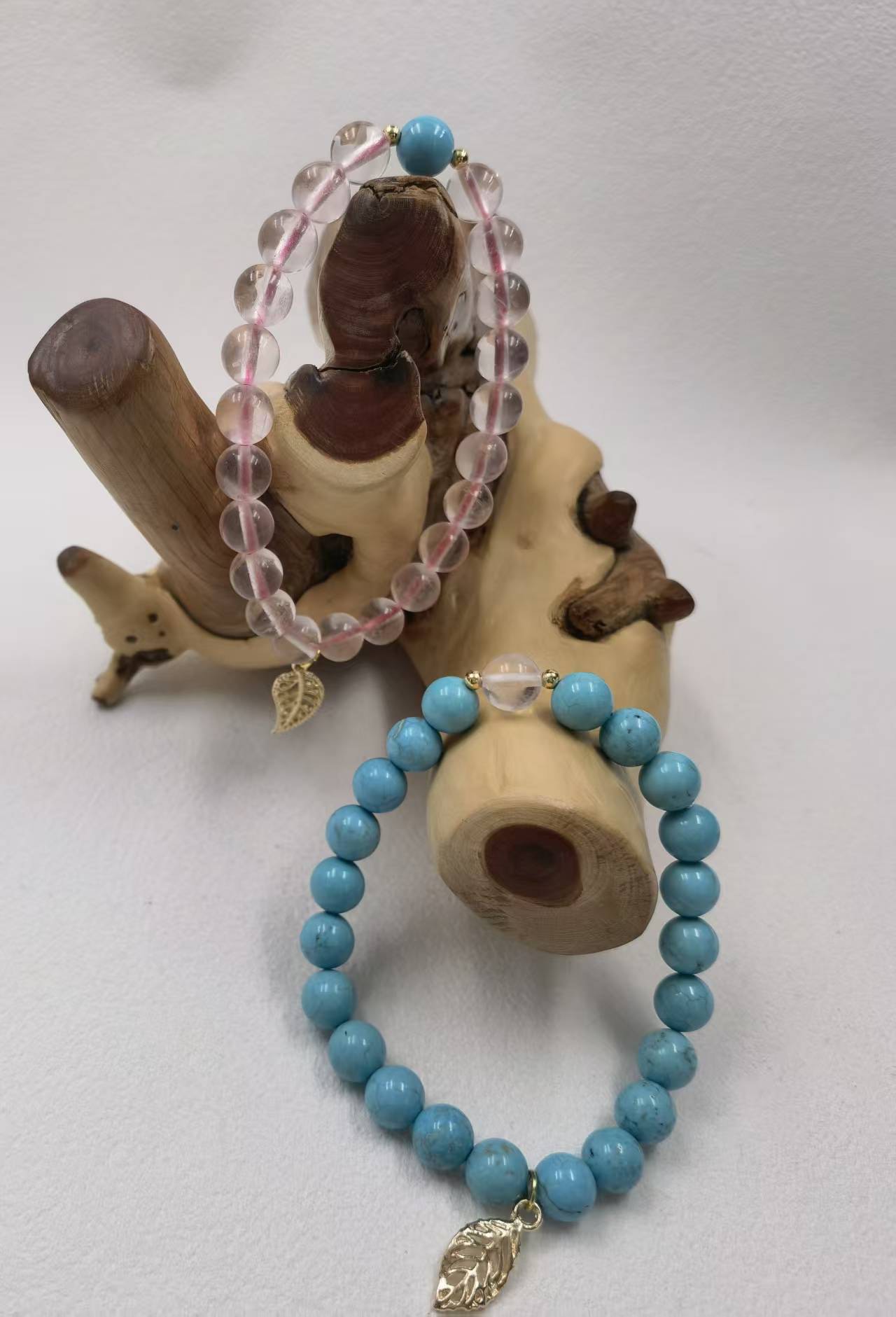 Stabilized Turquoise + Rose Quartz, 8mm