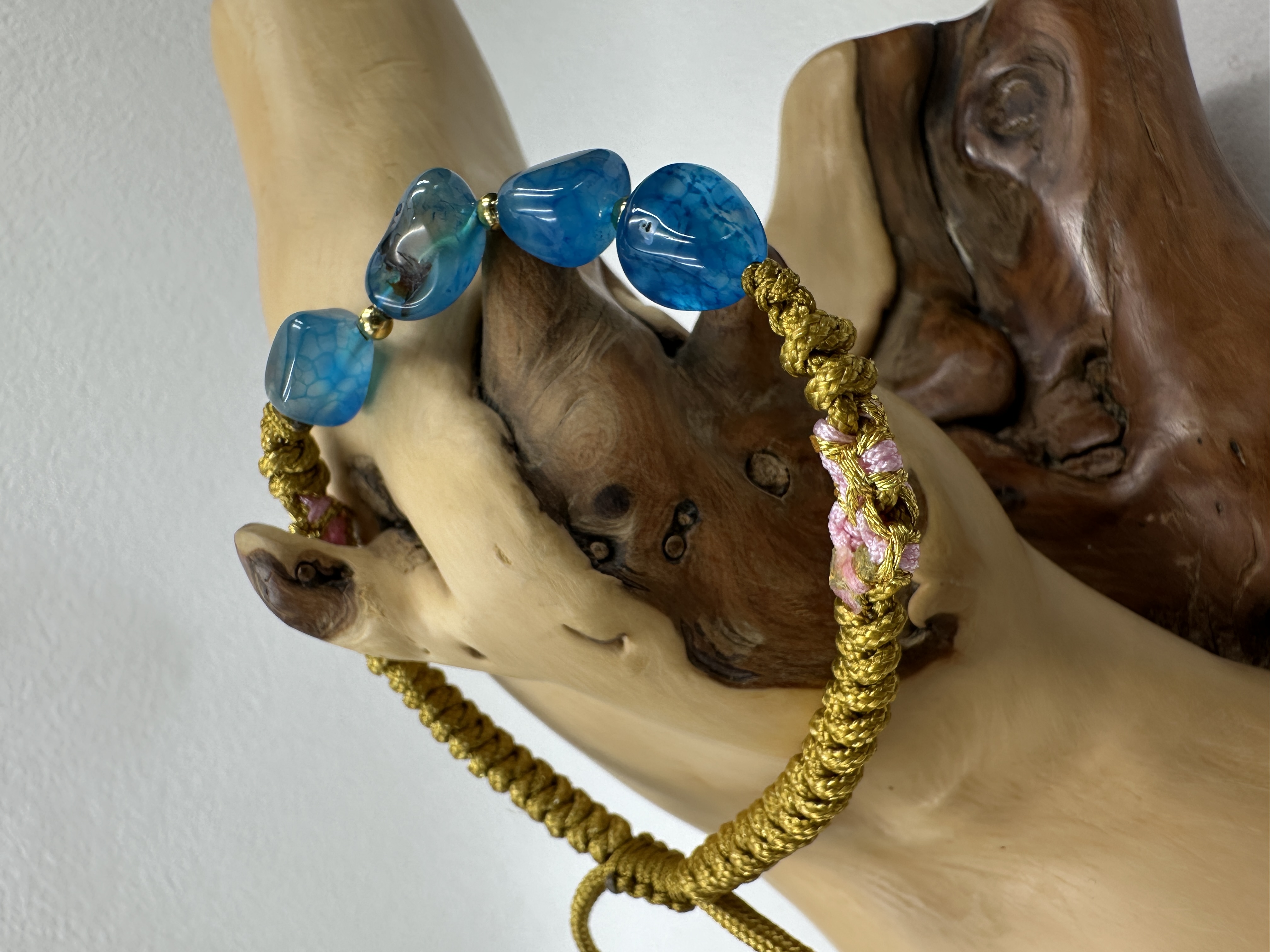 Handwoven Lucky Cord with Agate Raw Stone