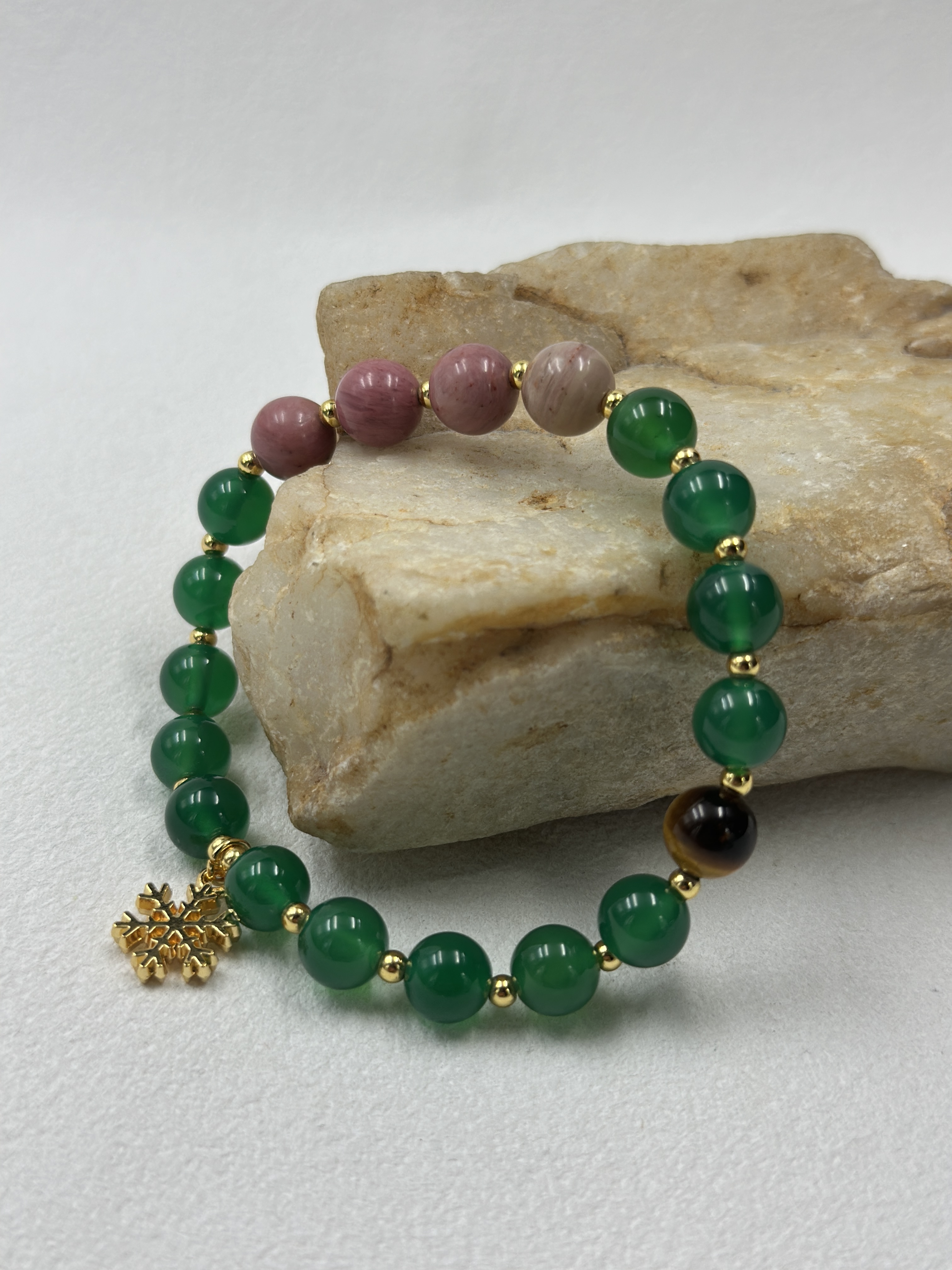 Red Agate & Rhodochrosite Bracelet (8mm)