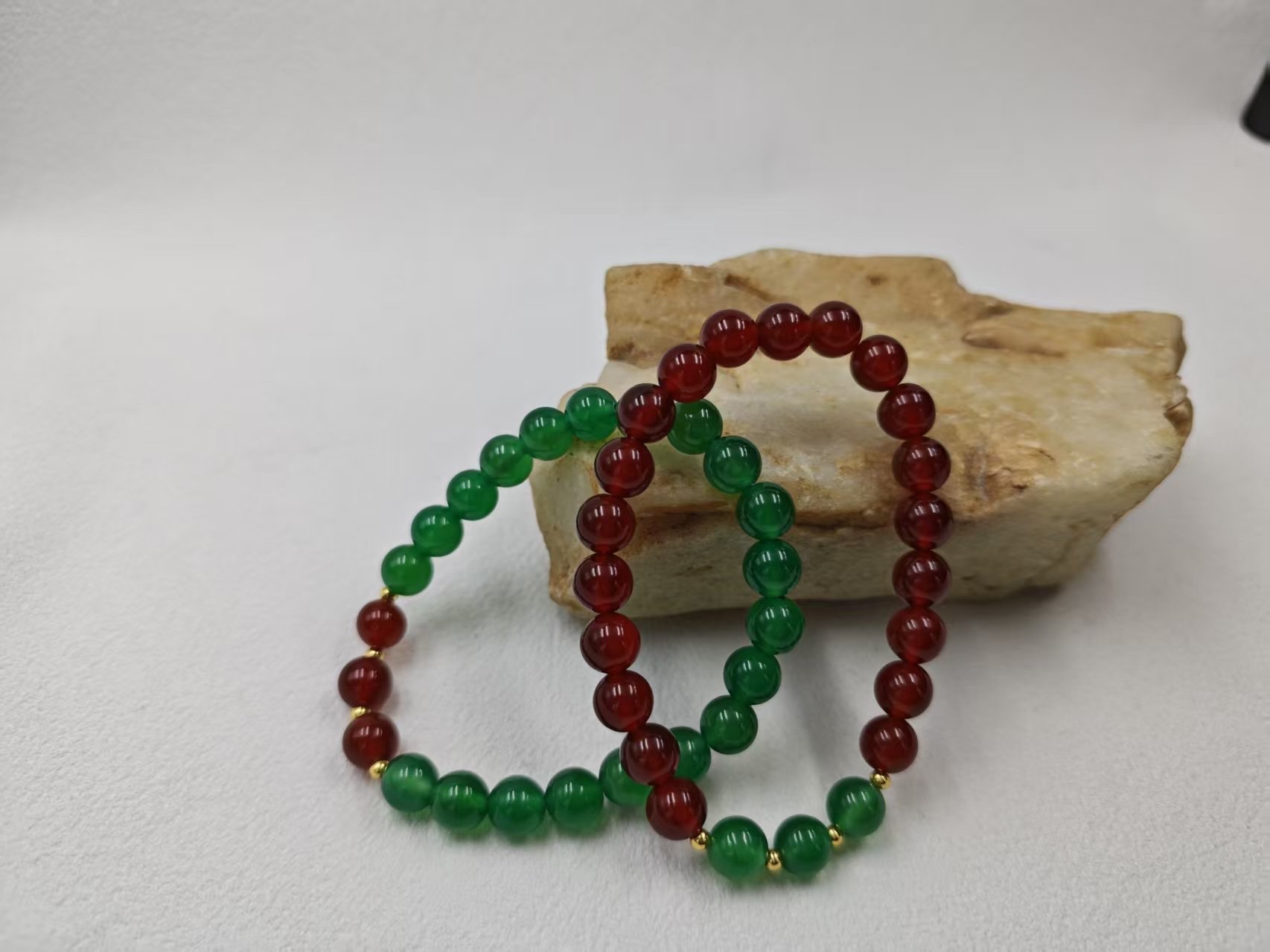 Red Agate + Green Agate, 8mm