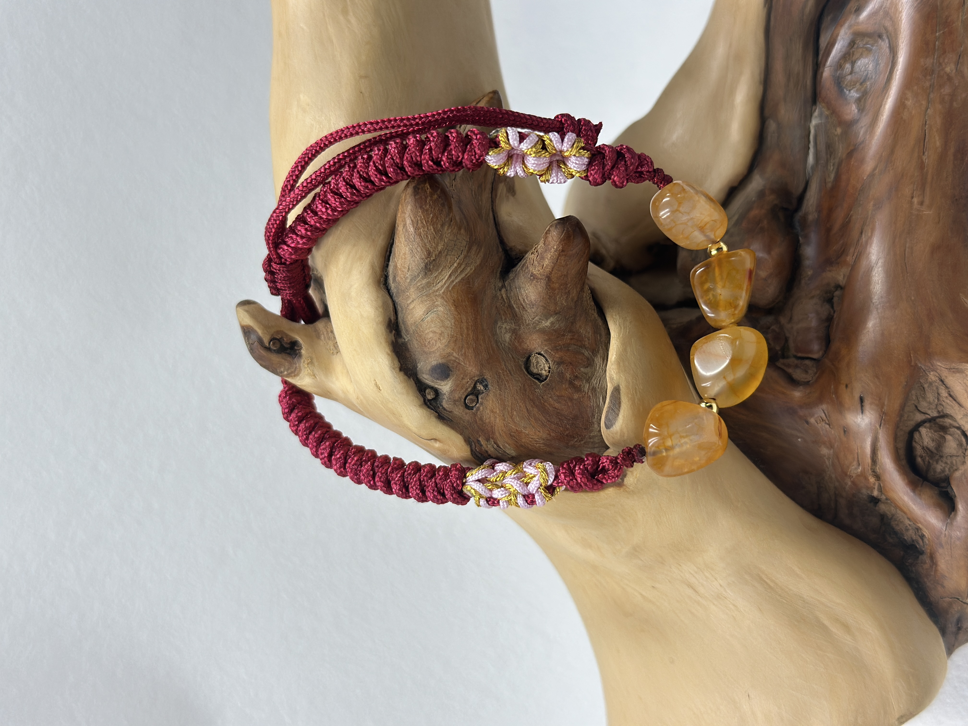 Handwoven Lucky Cord with Agate Raw Stone