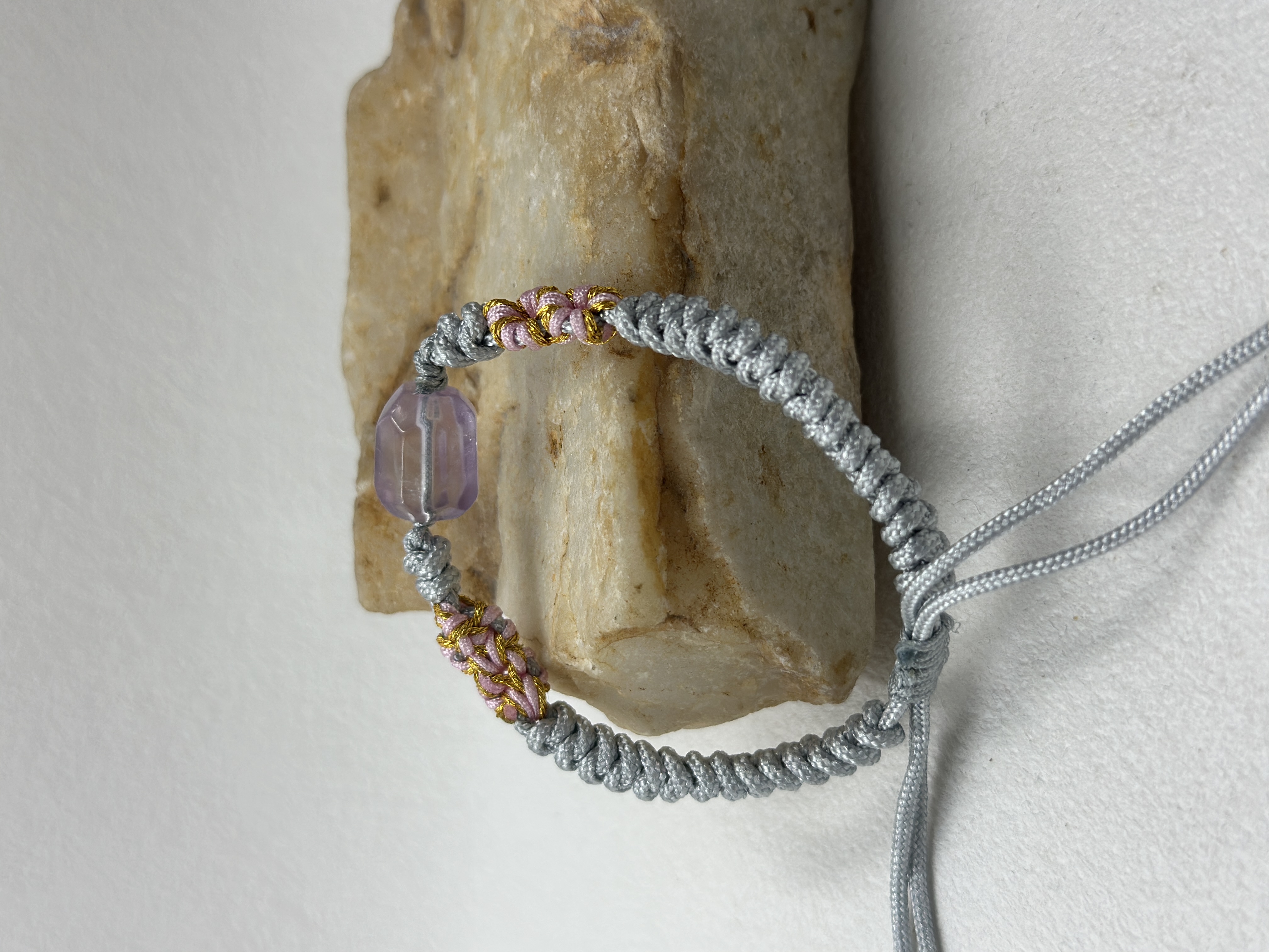 Handwoven Lucky Cord with Large Natural Crystal