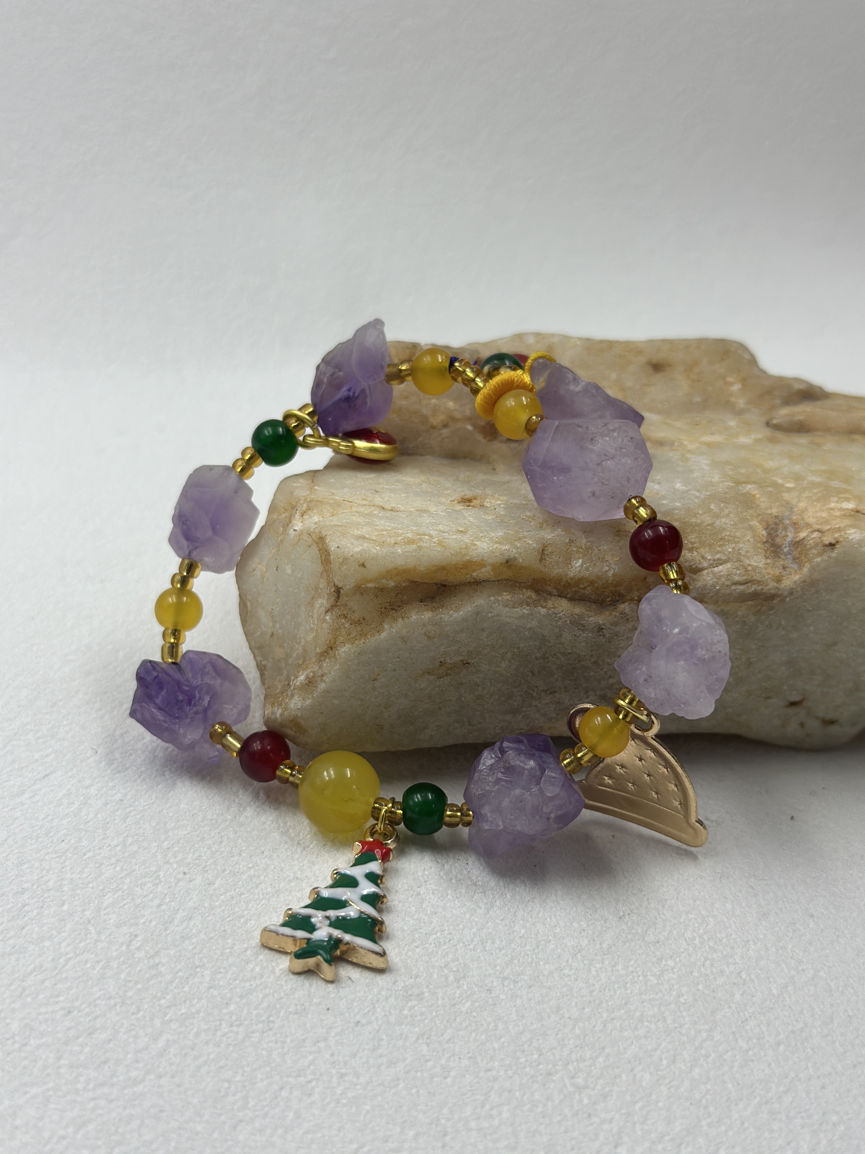 Amethyst Raw Stone Bracelet (10mm)