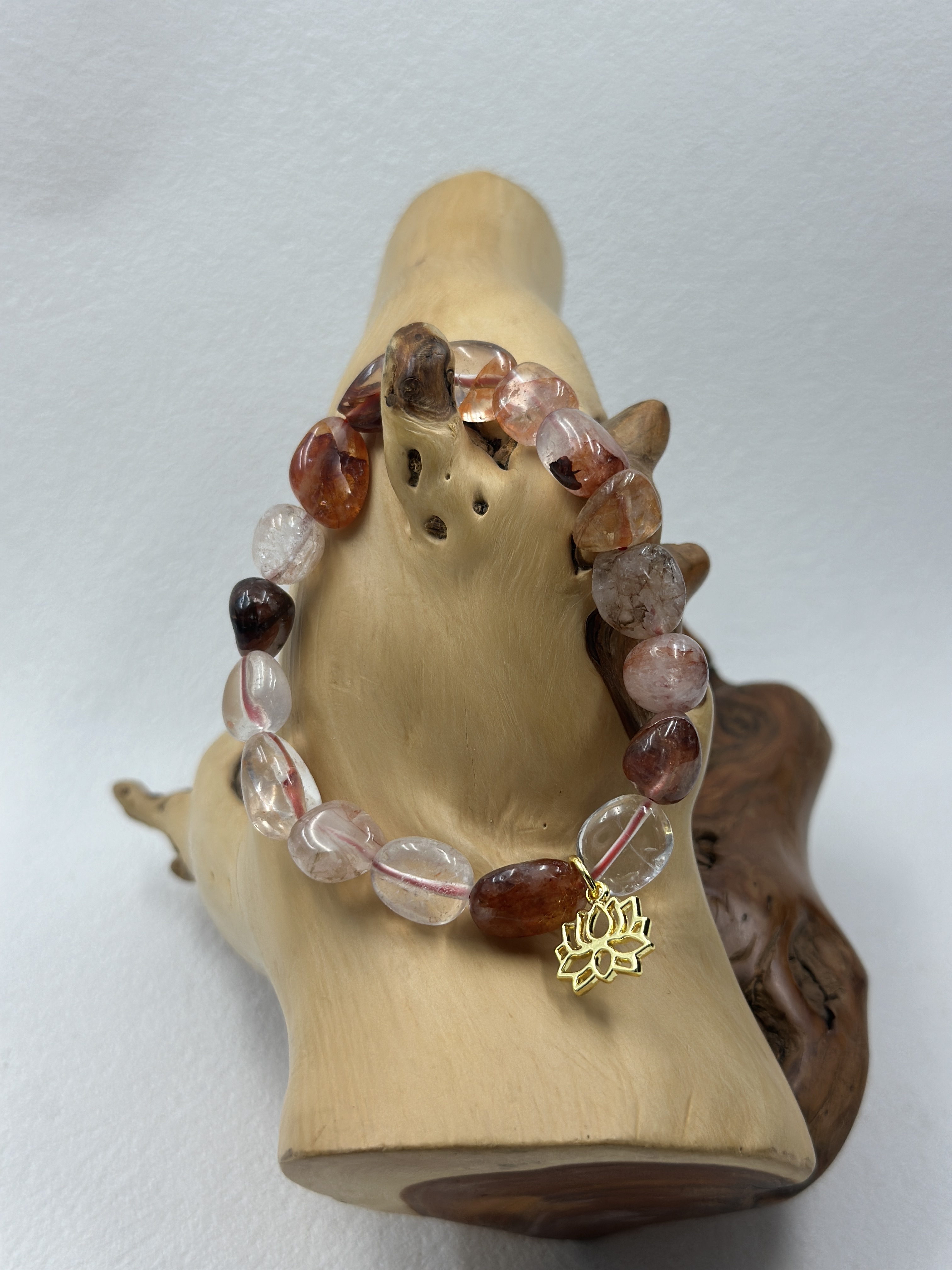 Red Flower Crystal Raw Stone Bracelet