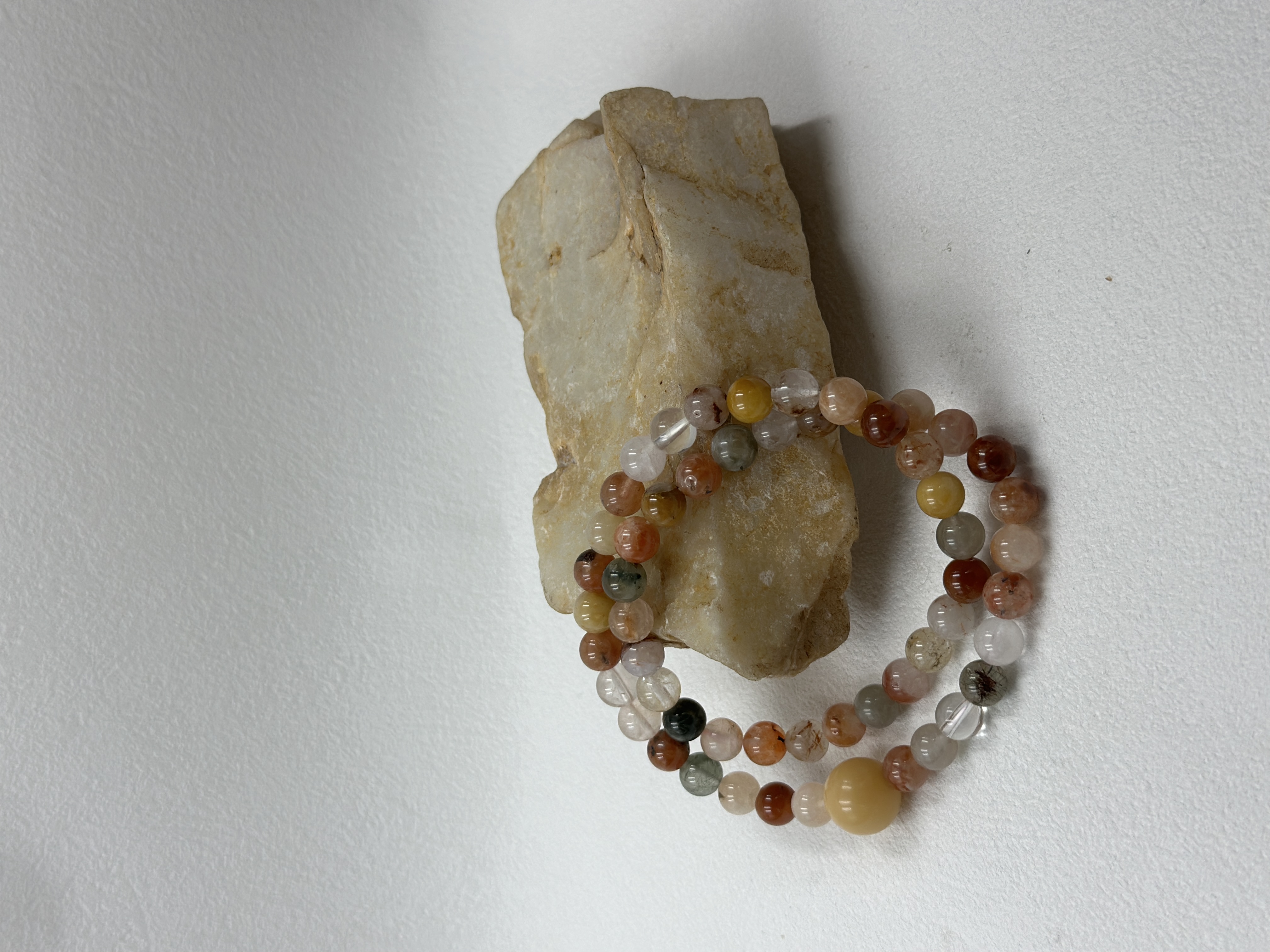 Natural Red Rutile Quartz & Bodhi Bead Bracelet