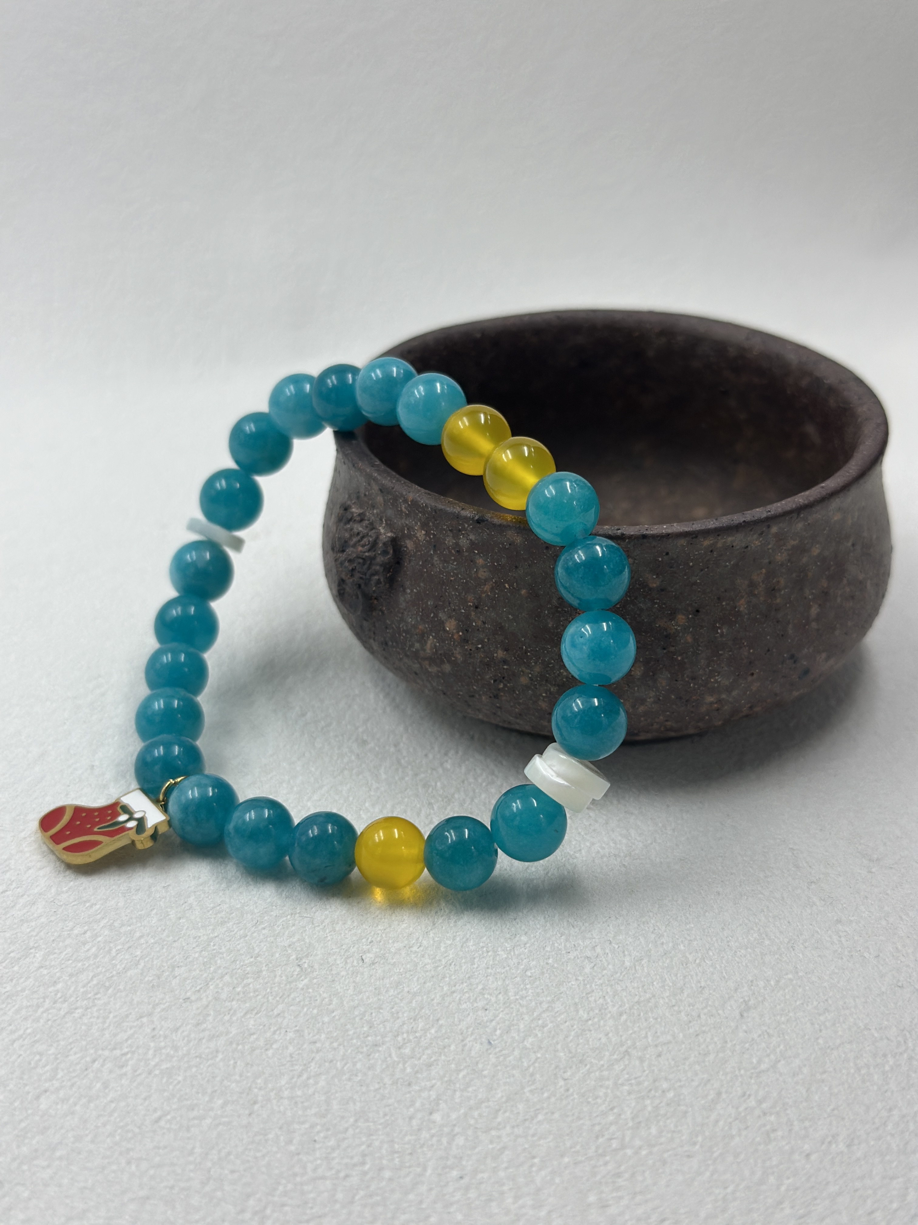 Synthetic Aquamarine & Yellow Agate Bracelet (8mm)