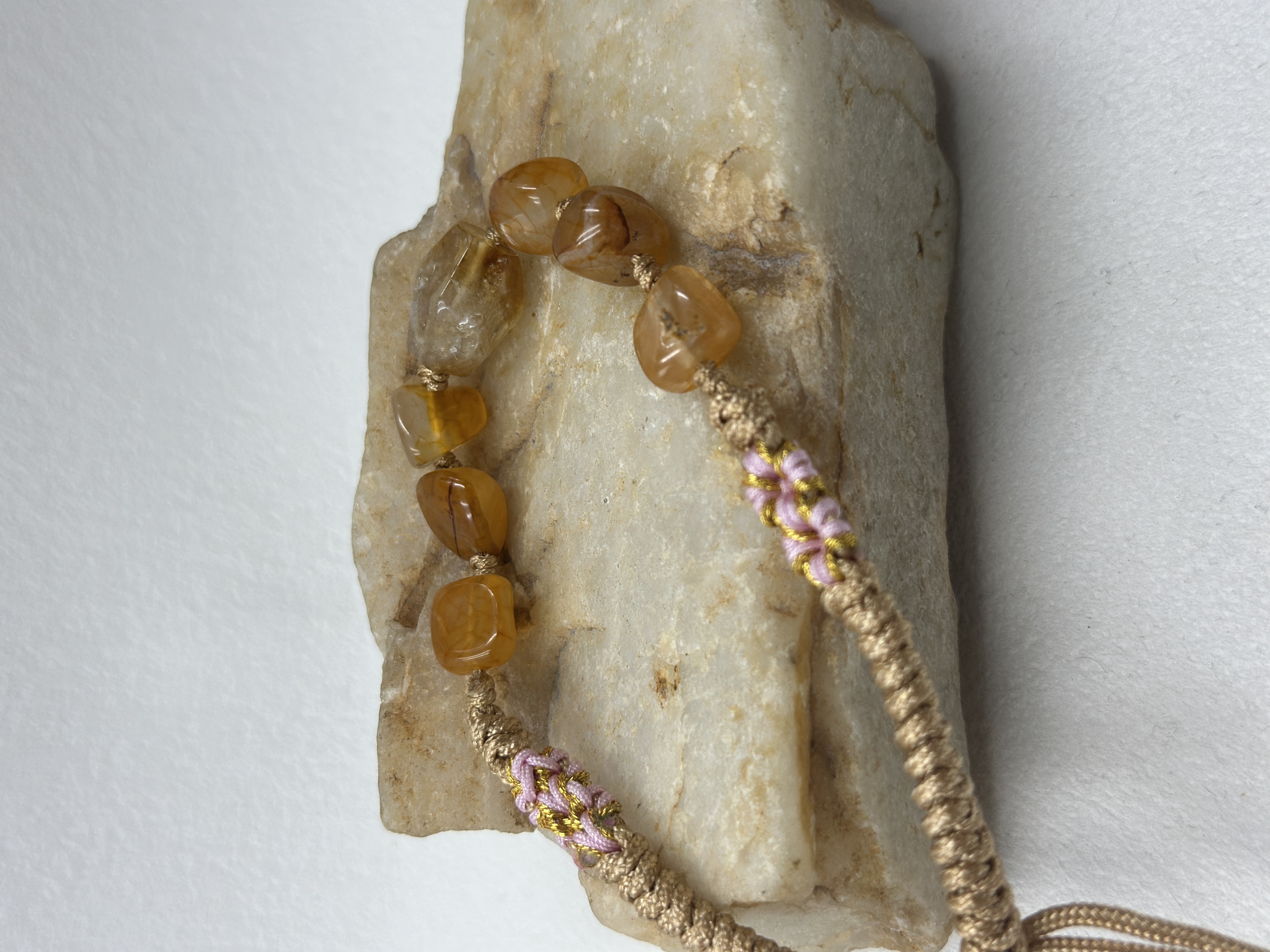 Handwoven Lucky Cord with Large Natural Crystal & Agate Raw Stone