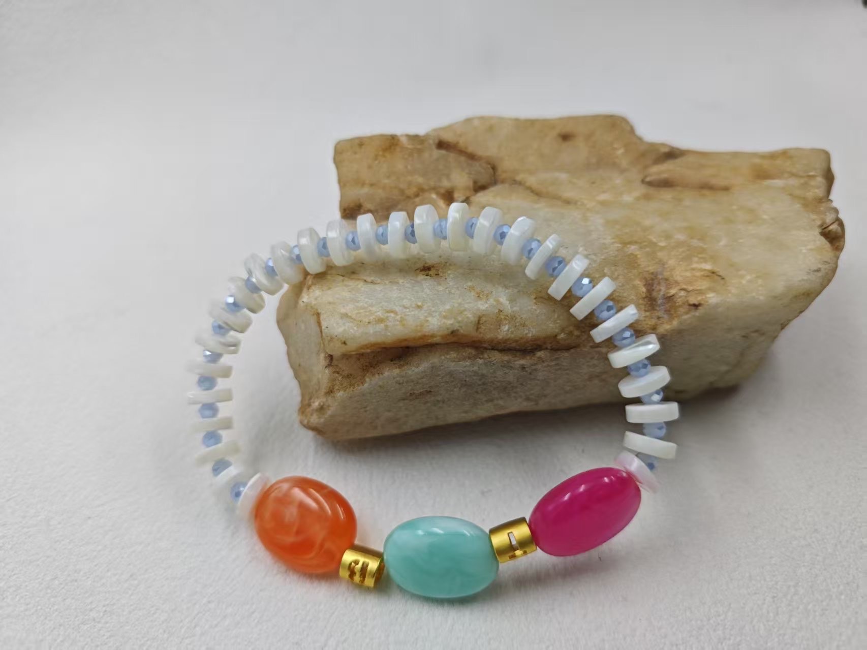 White Shell + Acrylic Color Beads