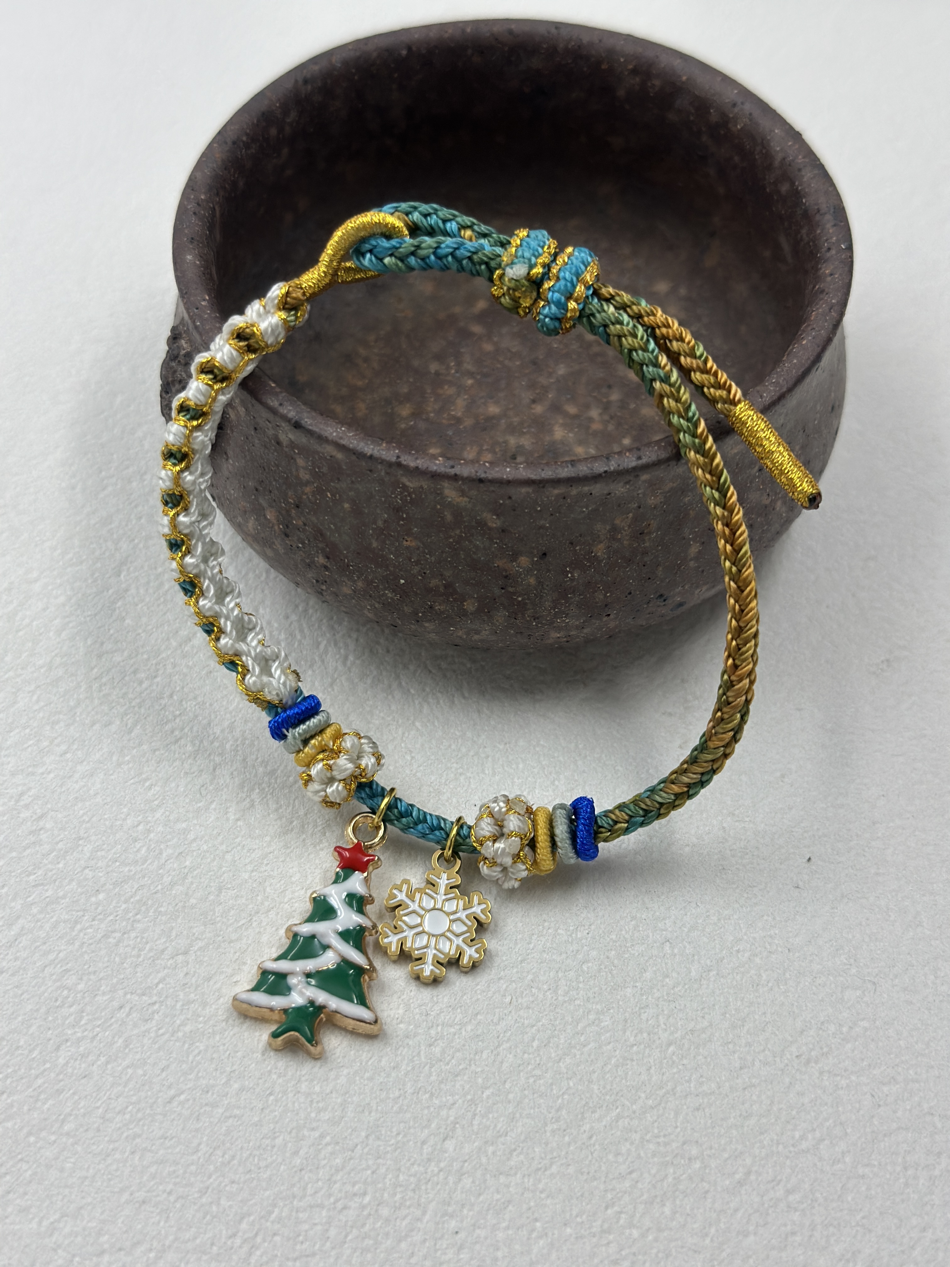 Handwoven Christmas Lucky Cord with Christmas Charms