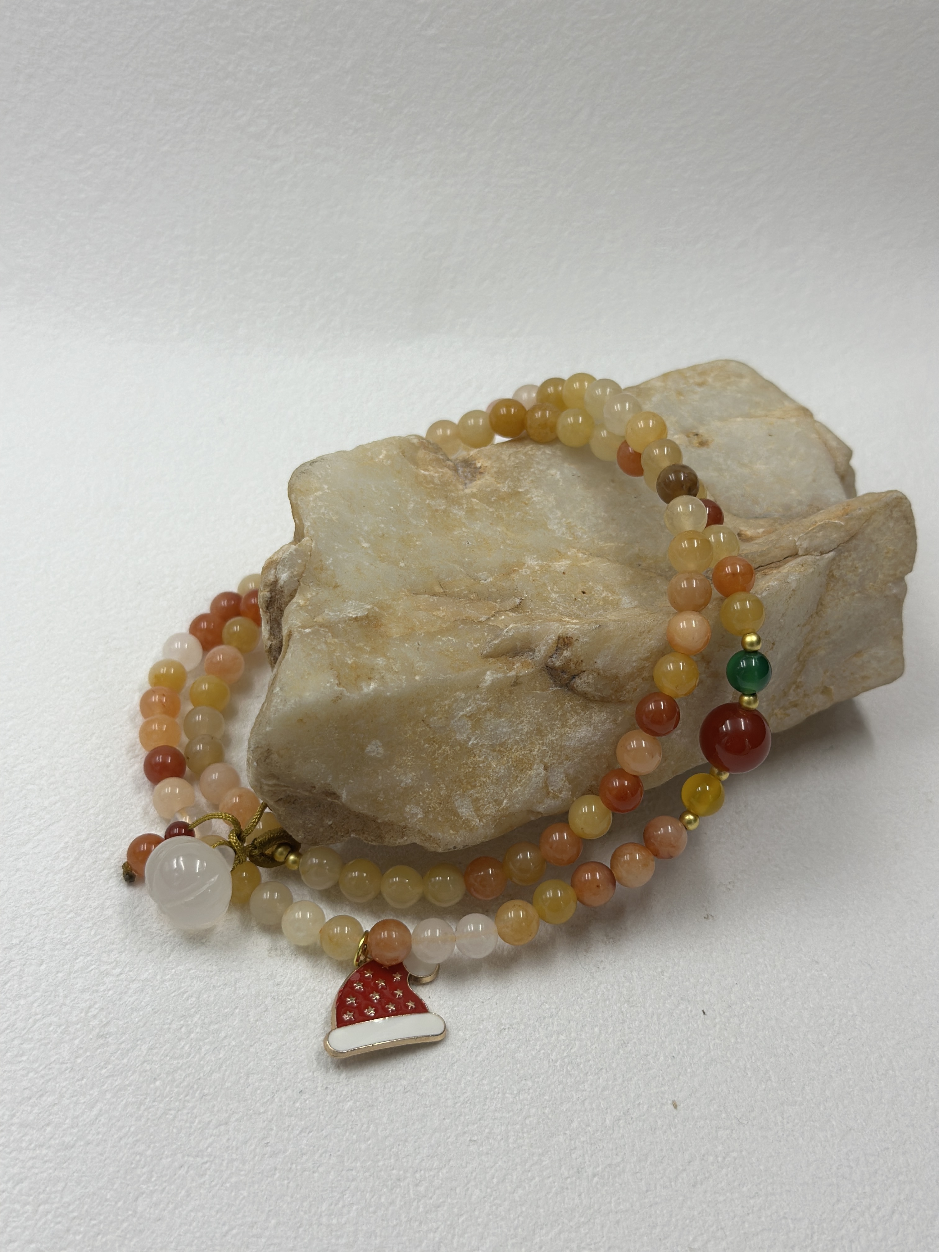 Natural Golden Jade with Agate Pumpkin Beads