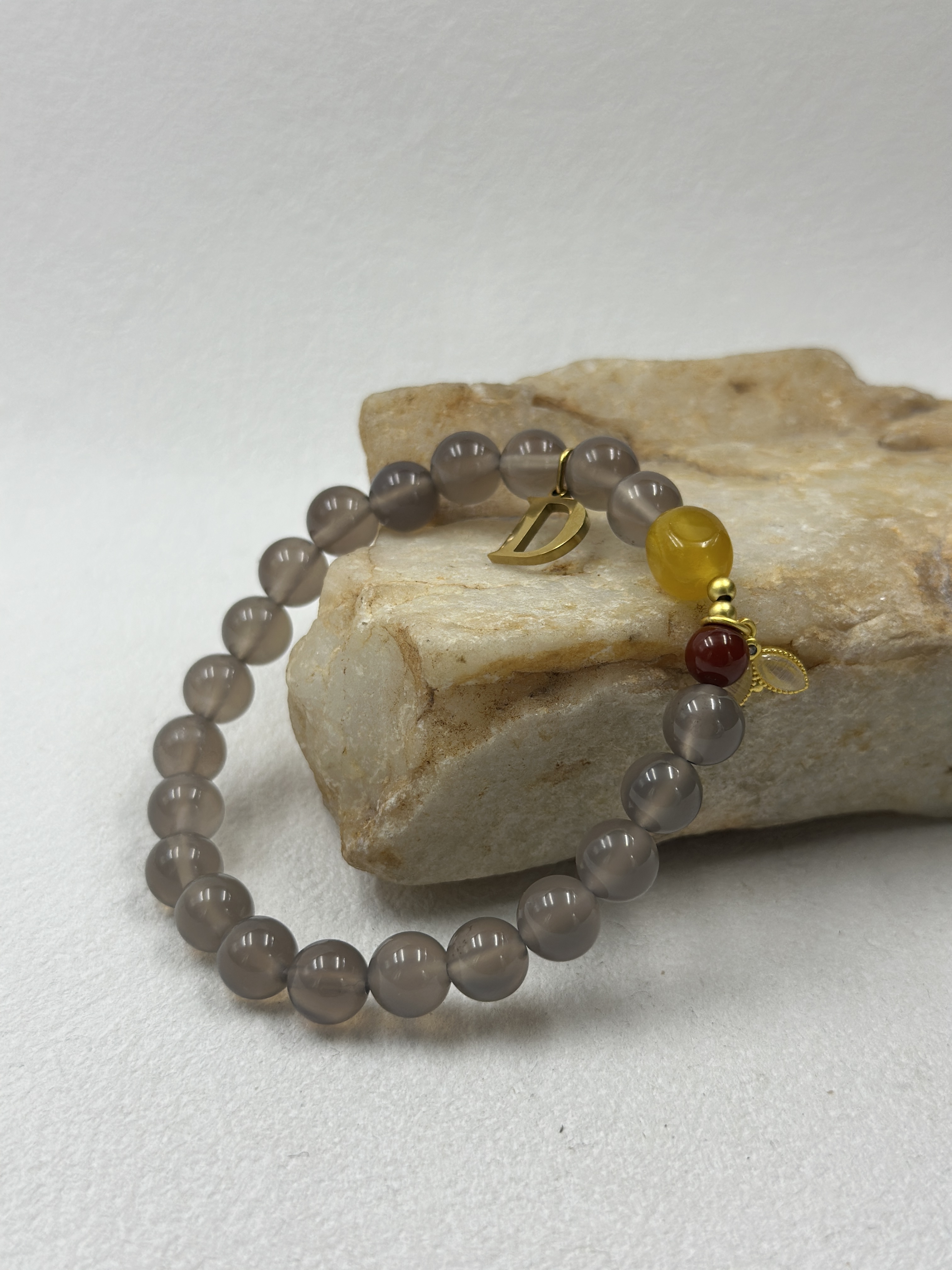Natural Grey Agate + Yellow Chalcedony