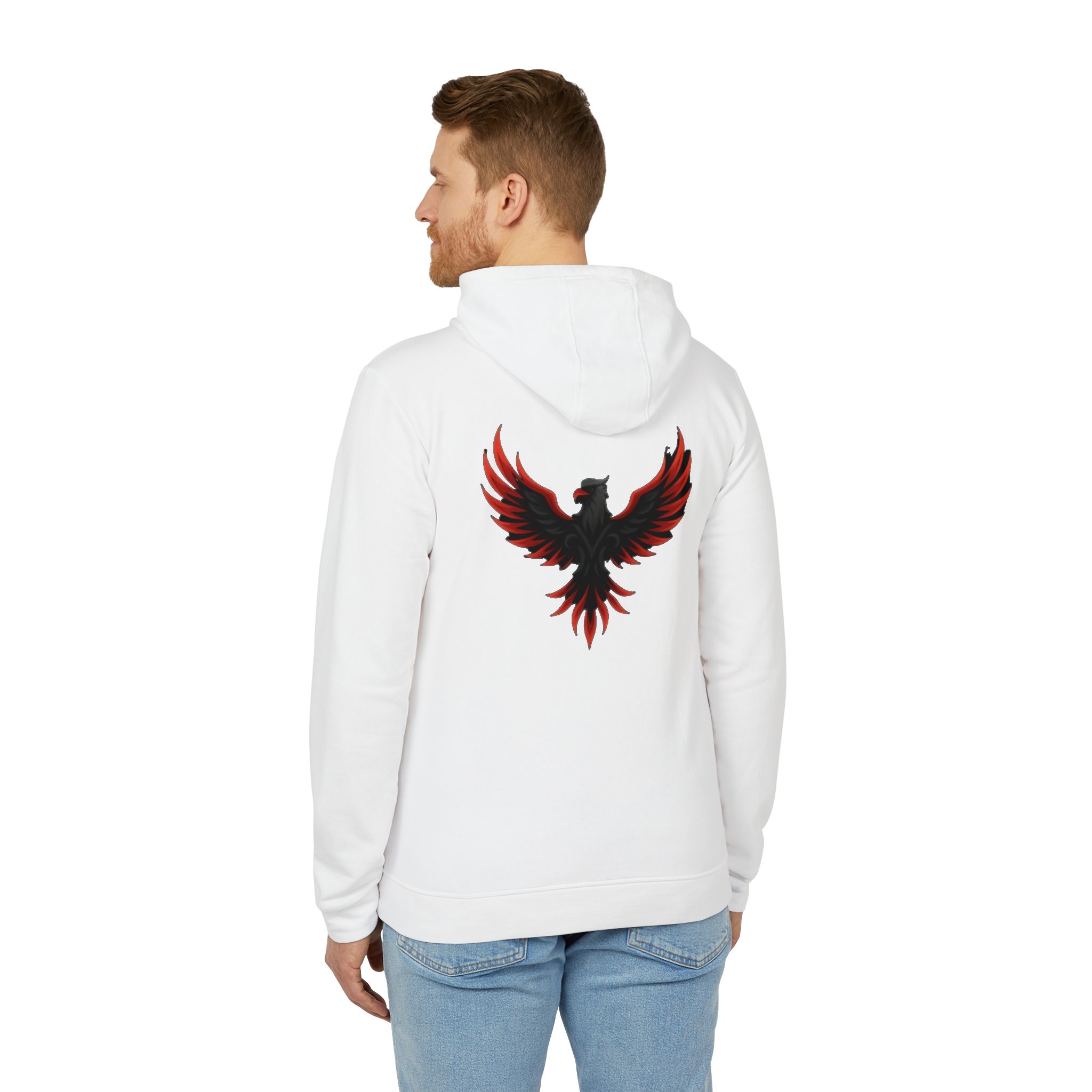 Black Hoodie with Fiery Phoenix Design