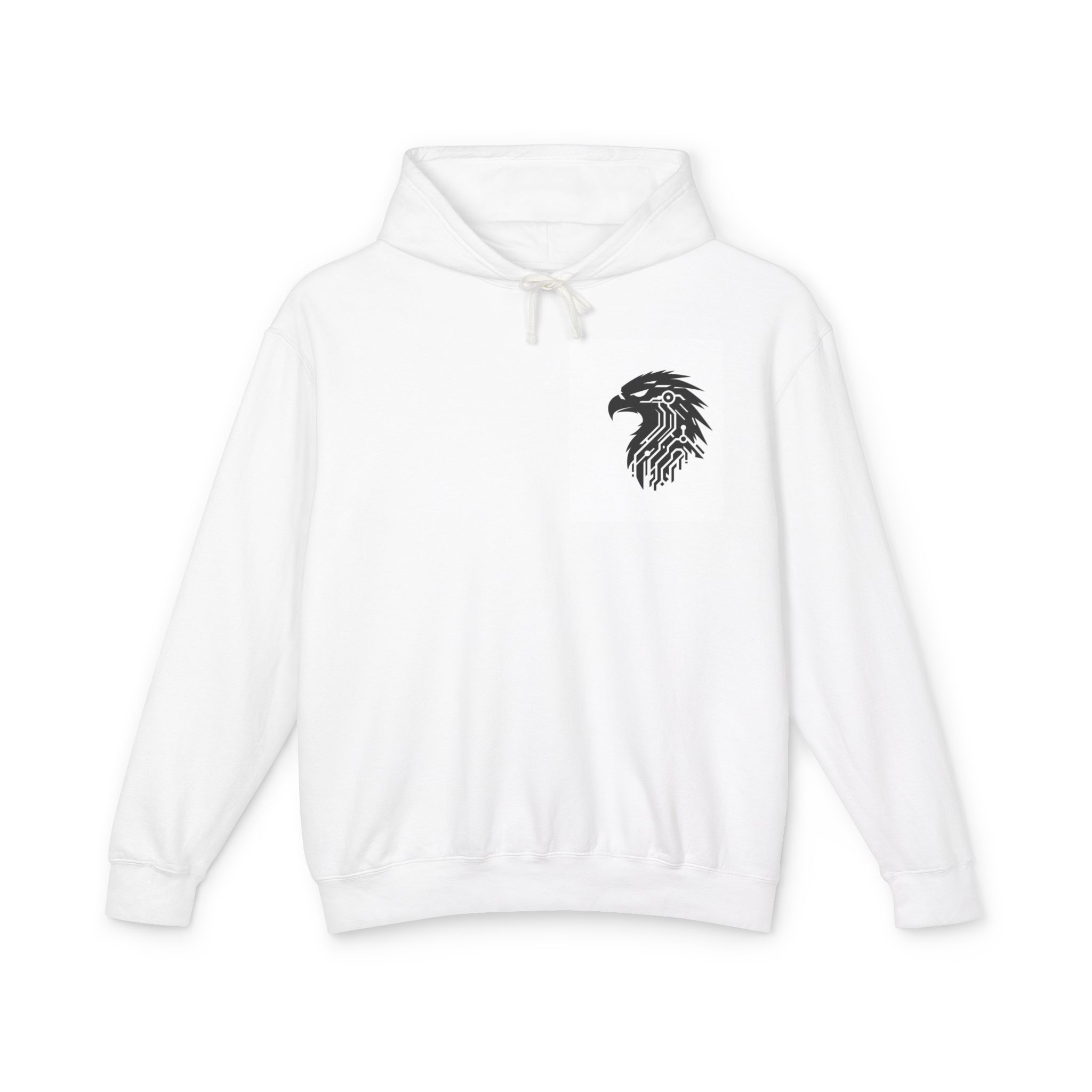 White Hoodie with Eagle Circuit Design