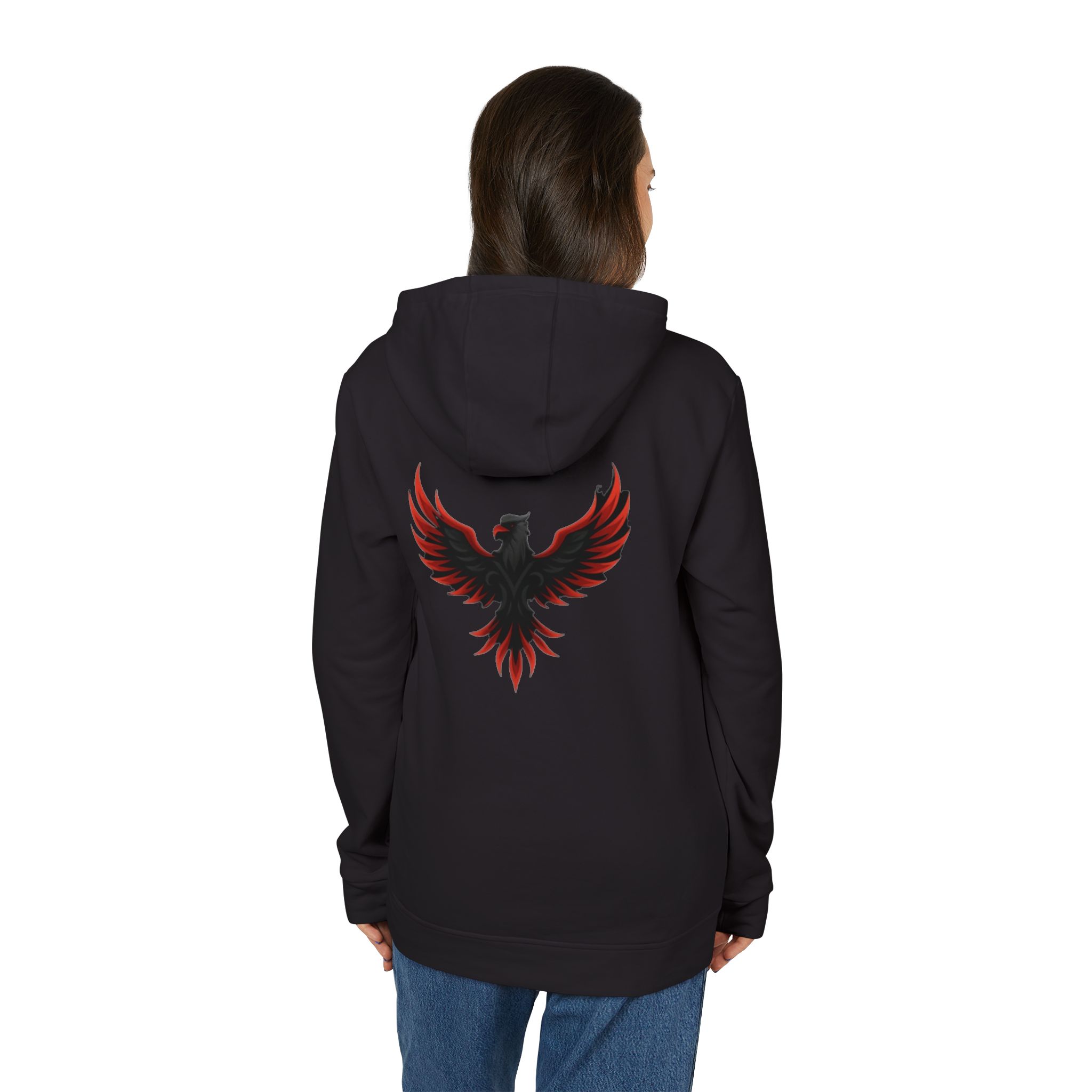 Black Hoodie with Fiery Phoenix Design