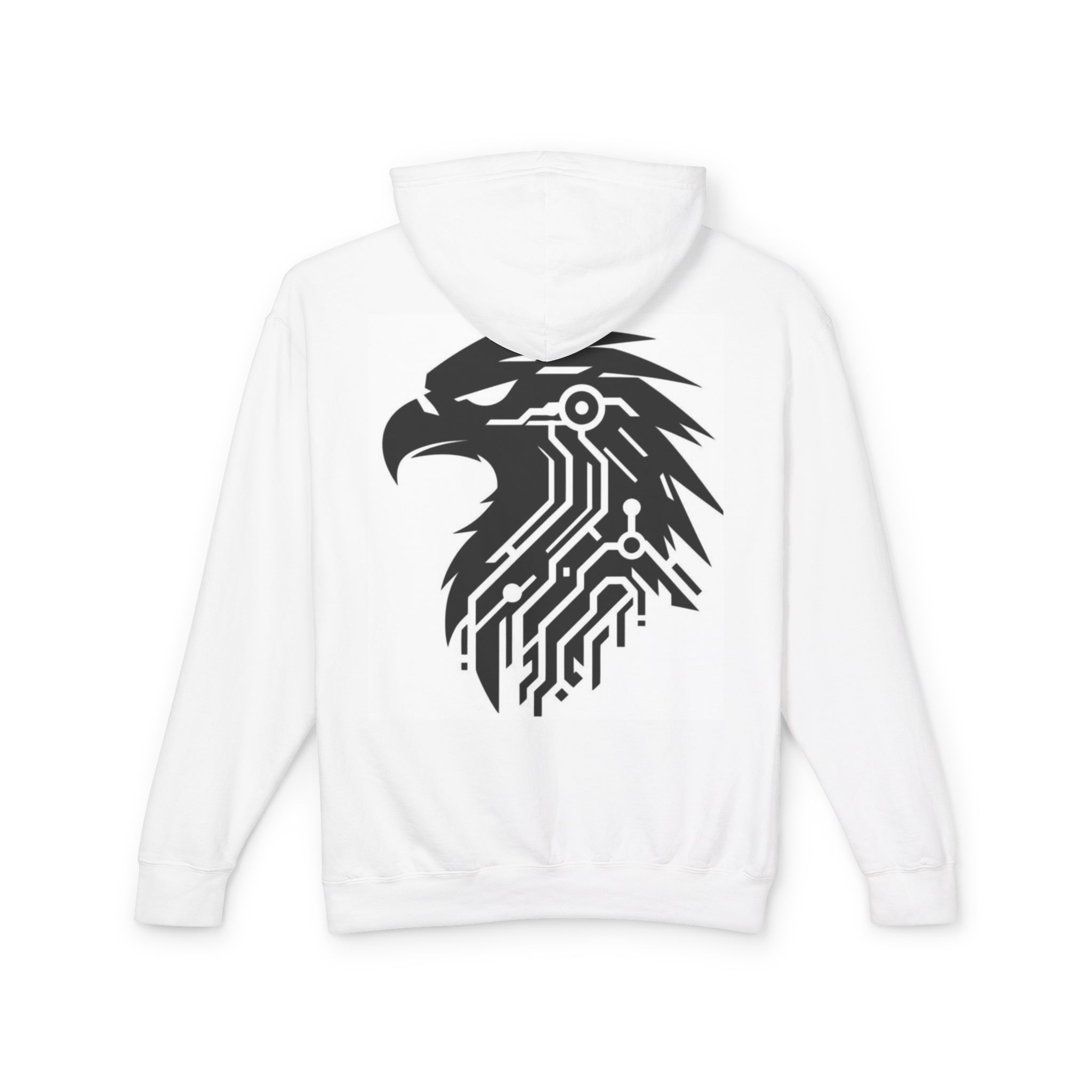 White Hoodie with Eagle Circuit Design