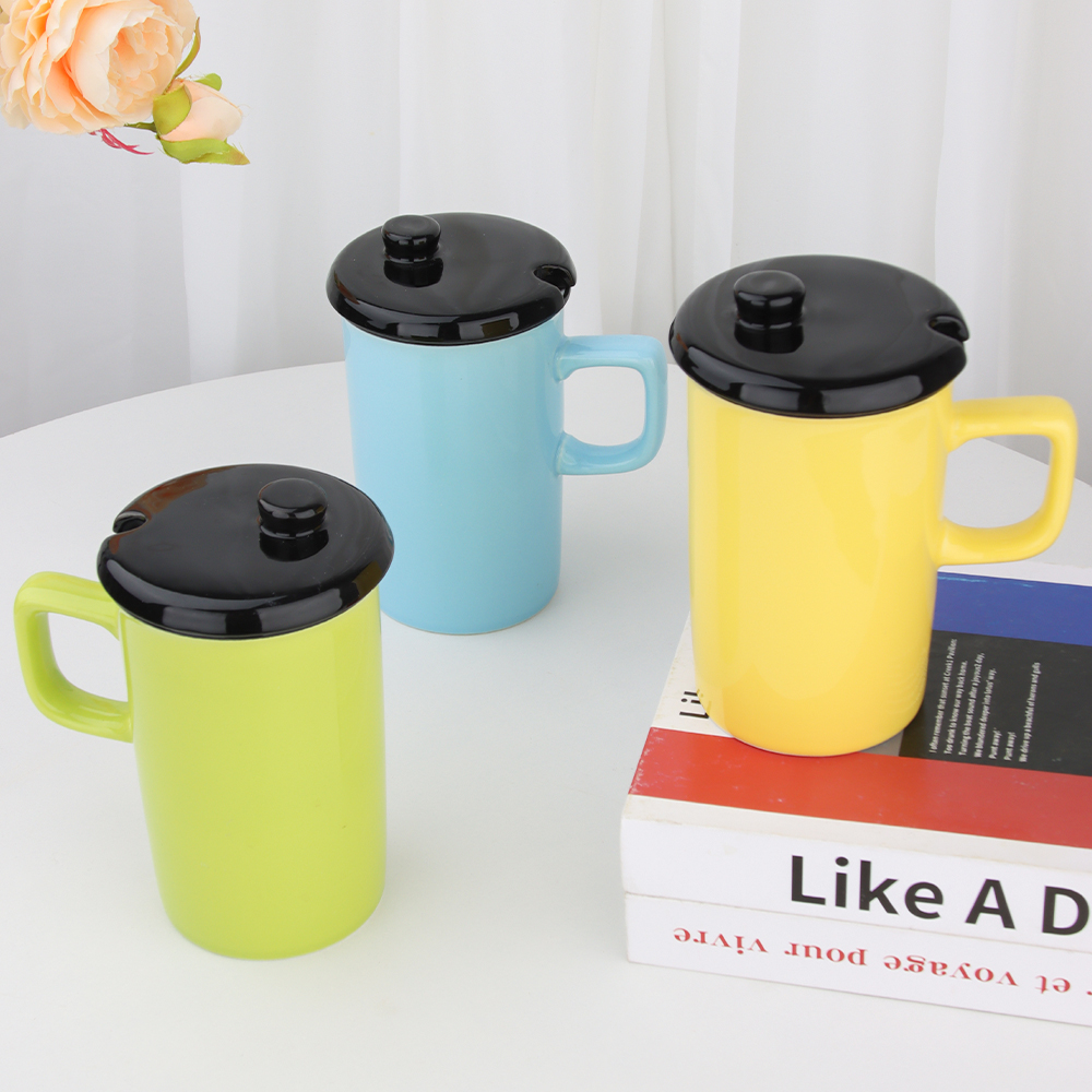 Colorful Ceramic Mug with Lid