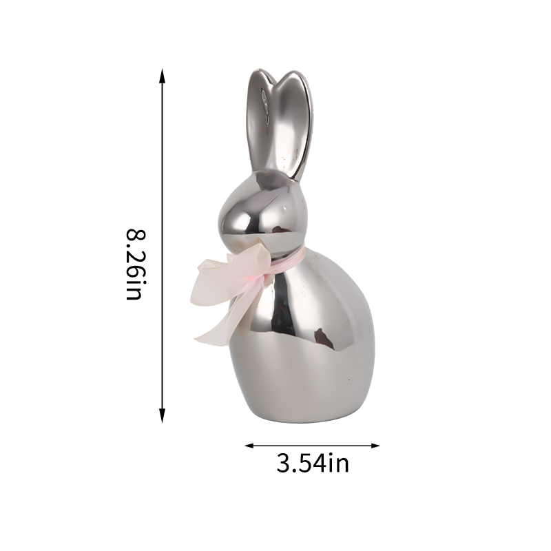 Silver Ceramic Bunny Figurine