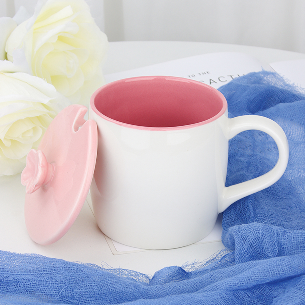 Ceramic Mug with Pink Lid