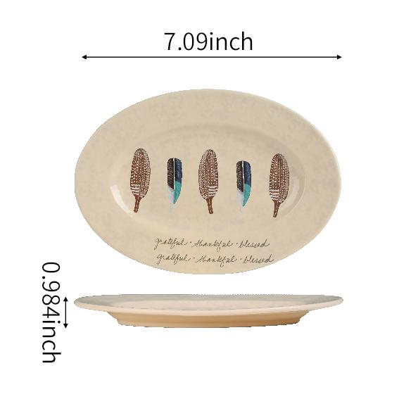 Decorative Ceramic Plate with Feather Design