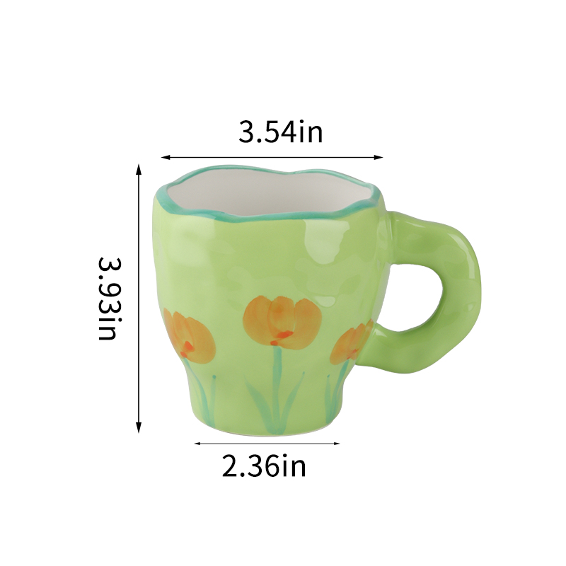 Irregular ceramic cup and saucer