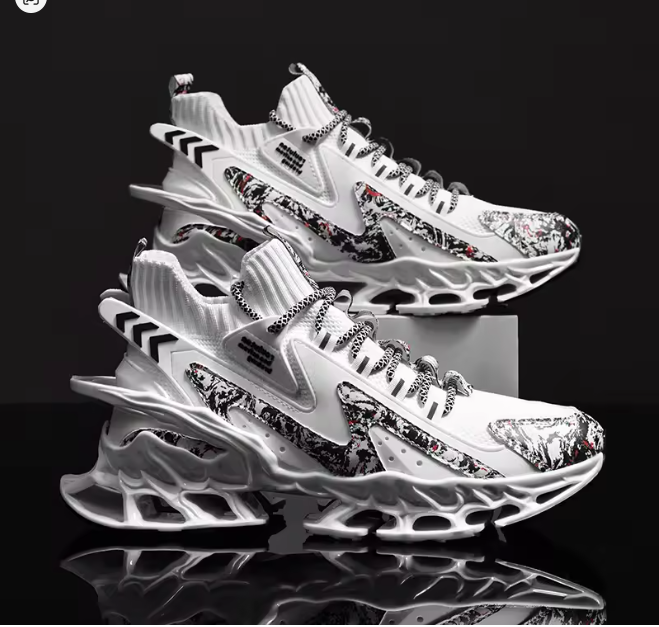 Futuristic White Sports Sneakers