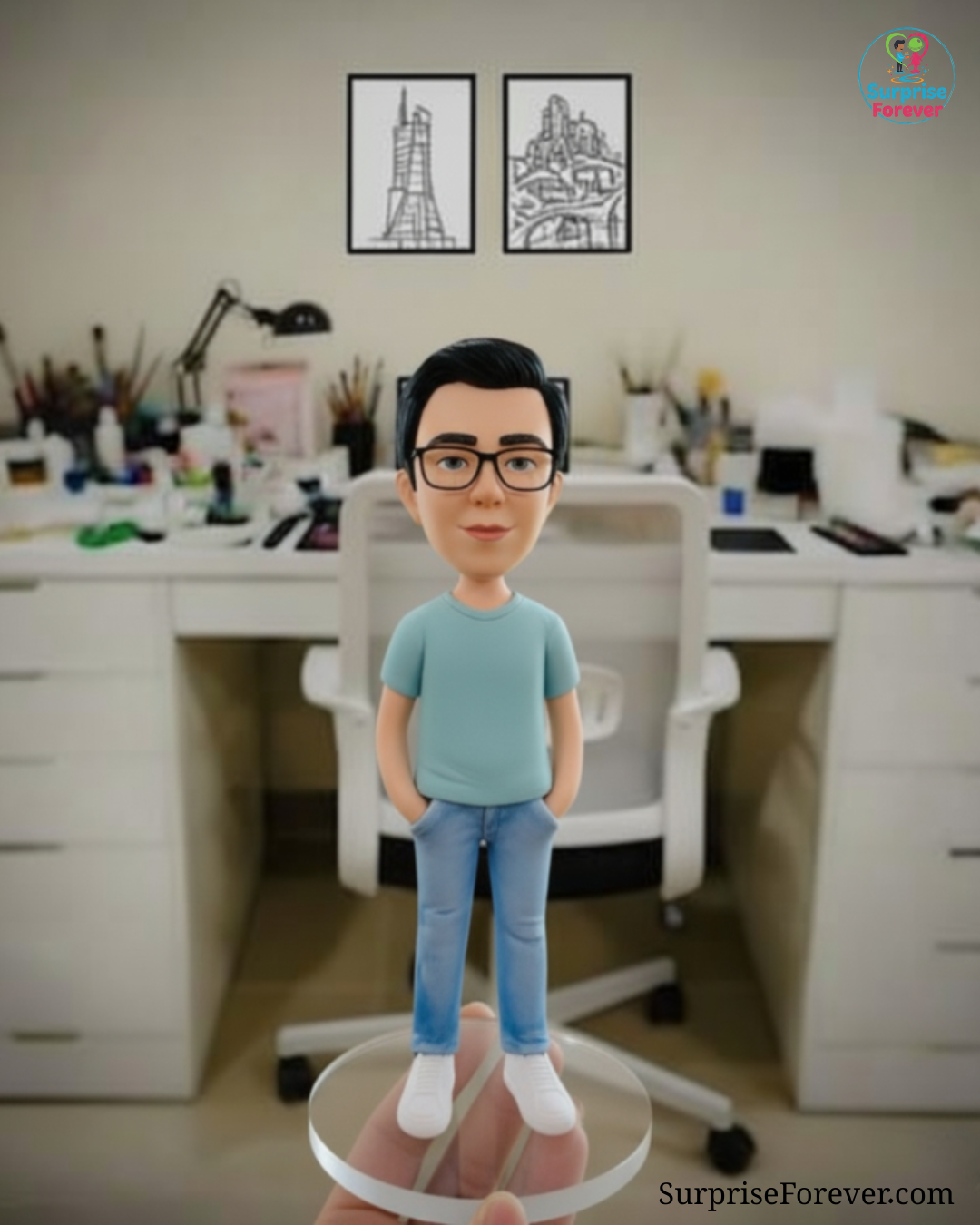 Cartoonish "1" Person Real Face Complete Outfit