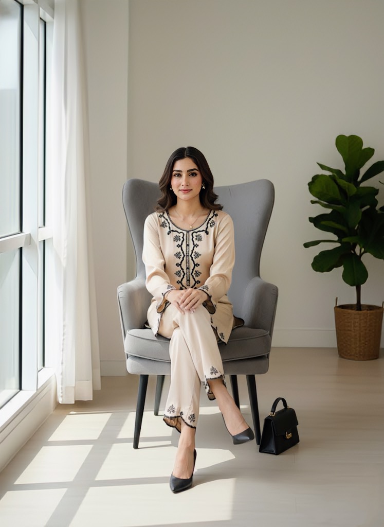 Gold Beige Silk Co ord Set