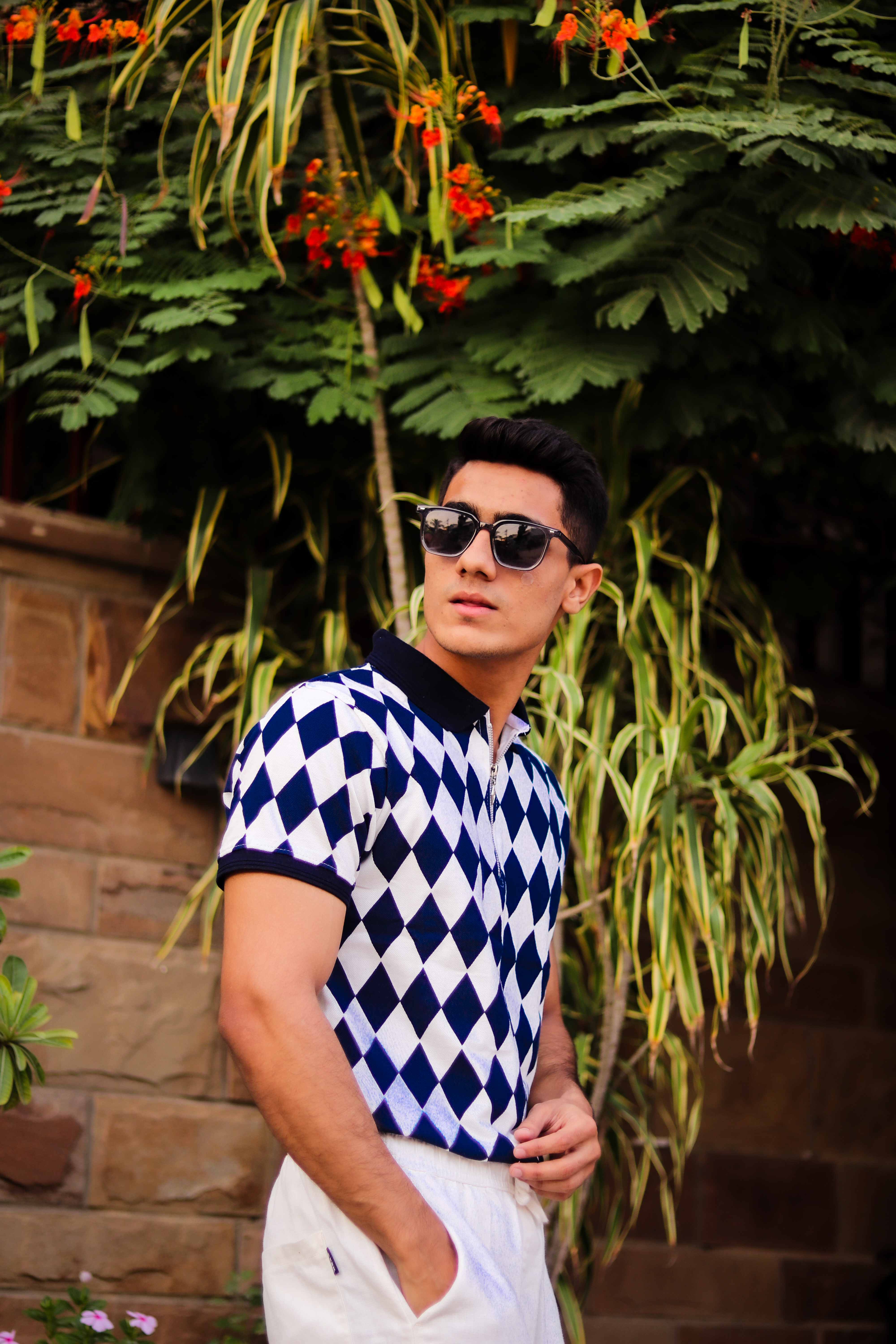 Navy blue diamond classic polo  