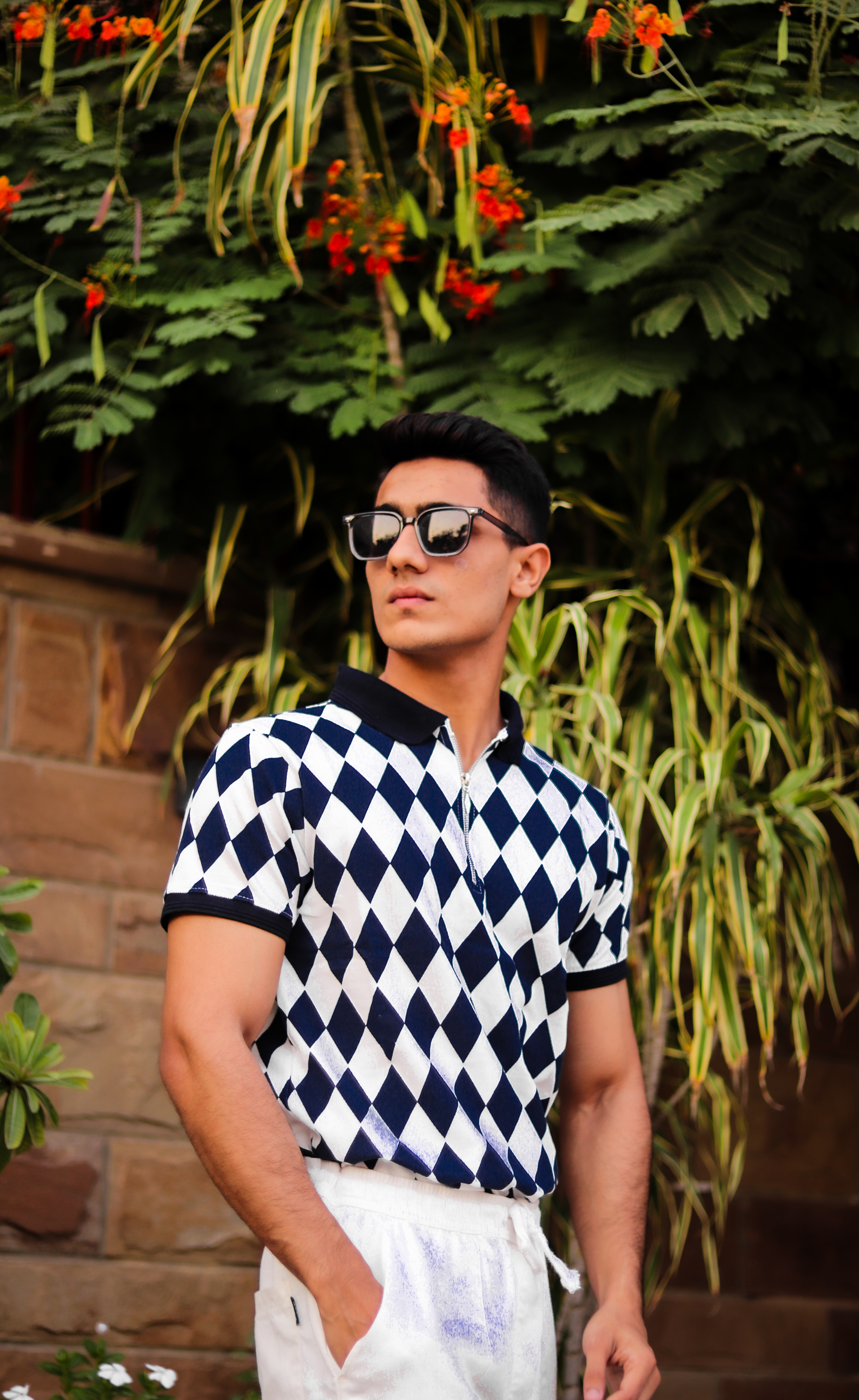 Navy blue diamond classic polo  