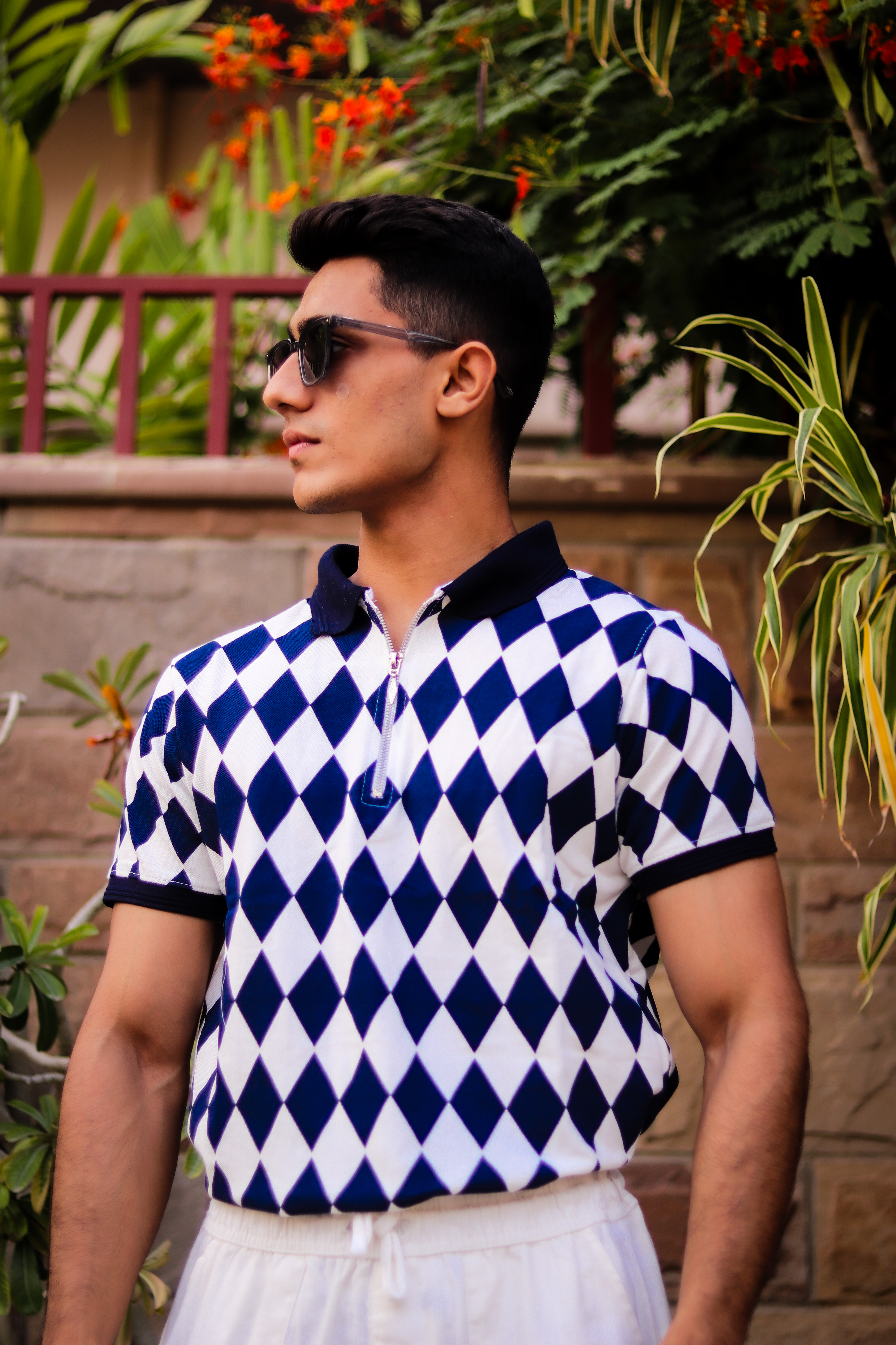 Navy blue diamond classic polo