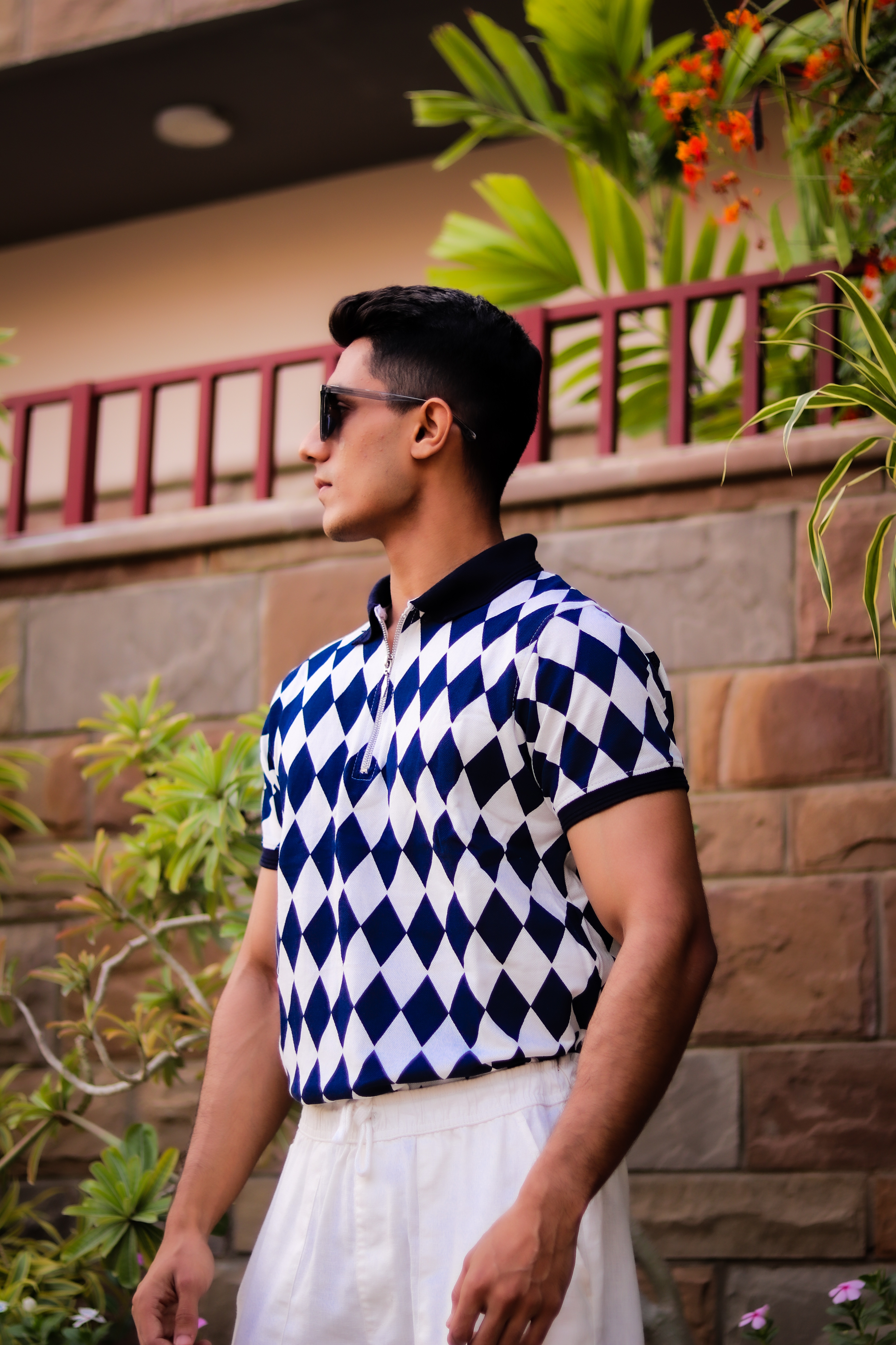 Navy blue diamond classic polo  