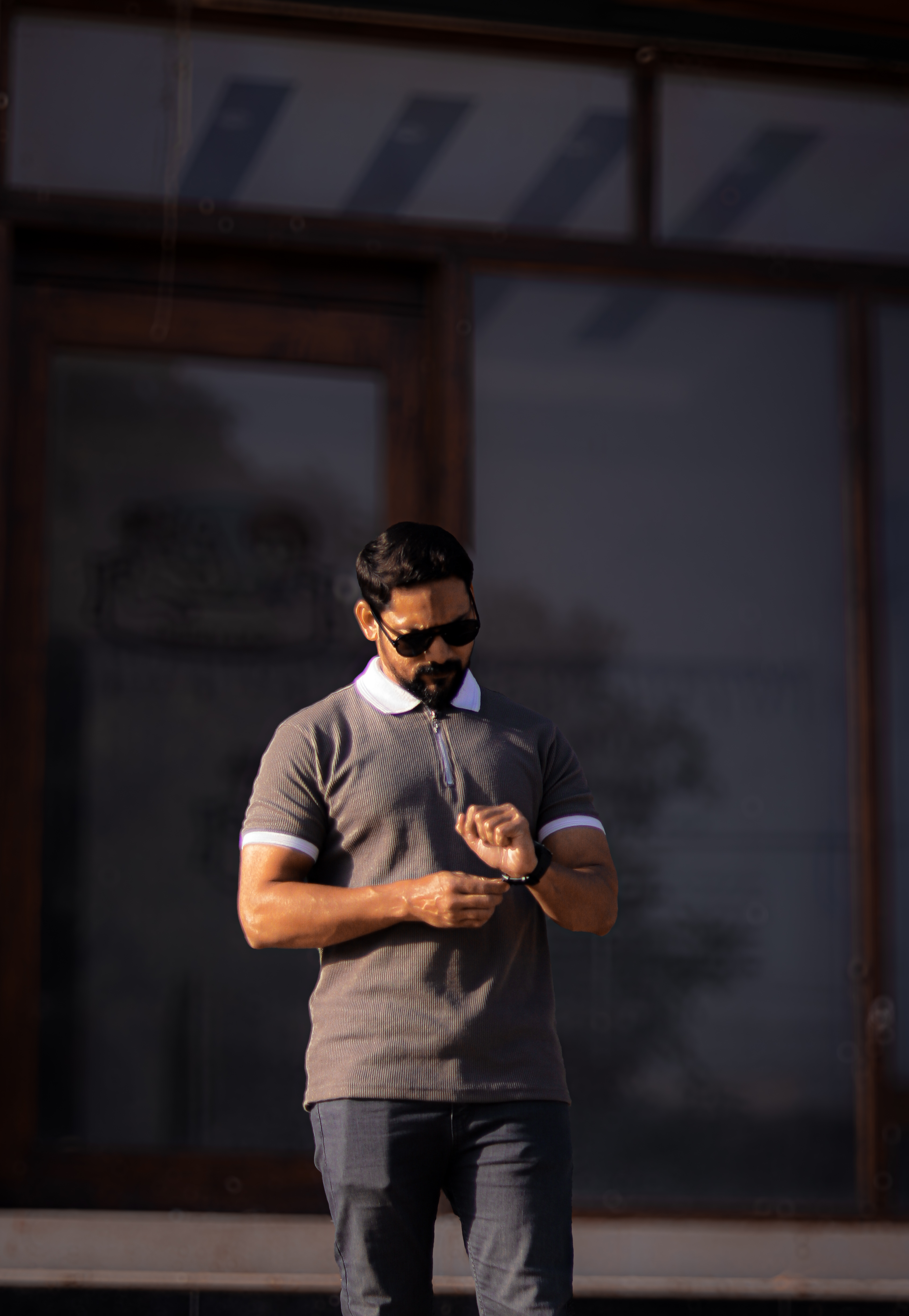 Waffle knit Grey thermal shirt