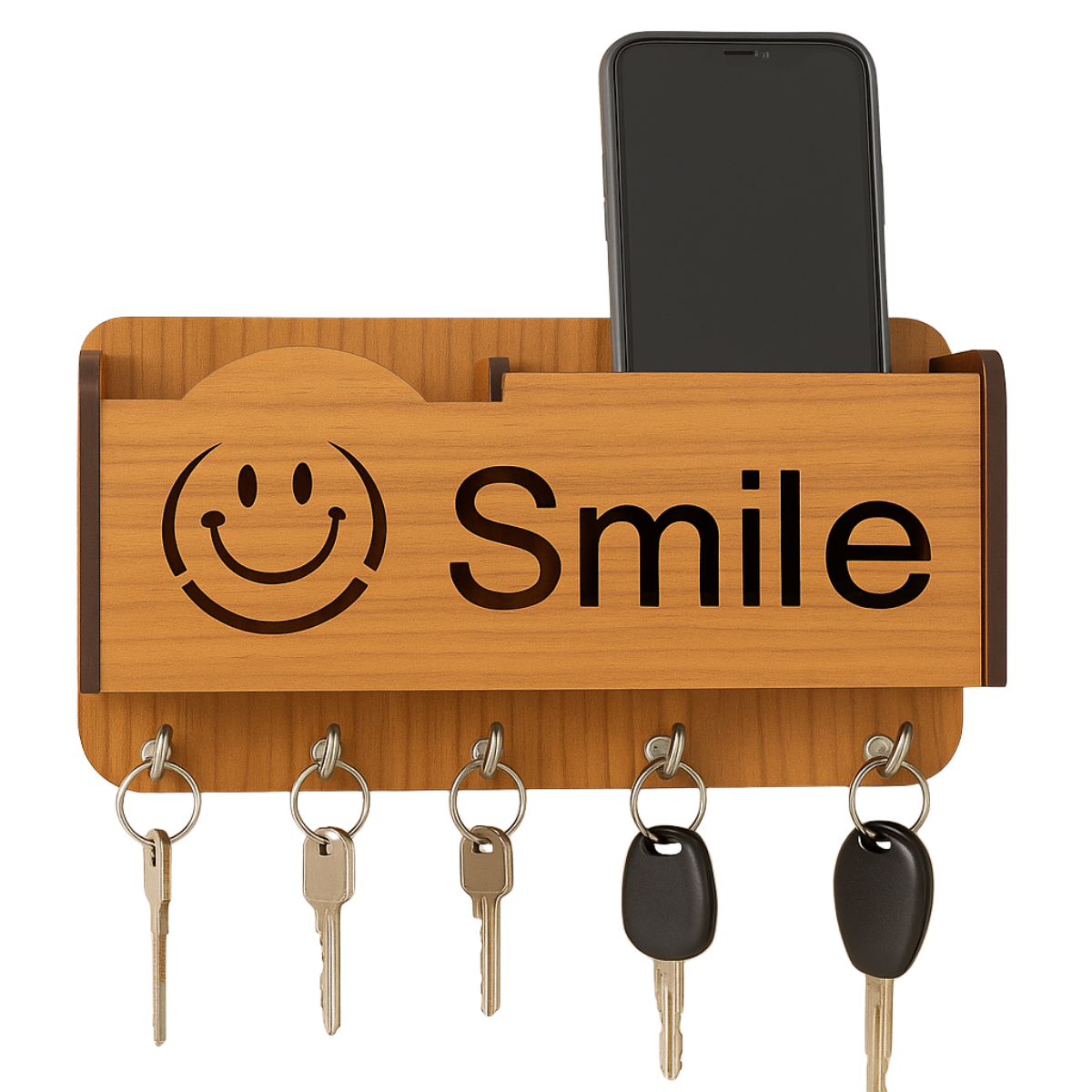 Premium Quality WoodenSmile  designer Wall Mounted Key Holder and Mobilestand/remote/pen/multipurpose