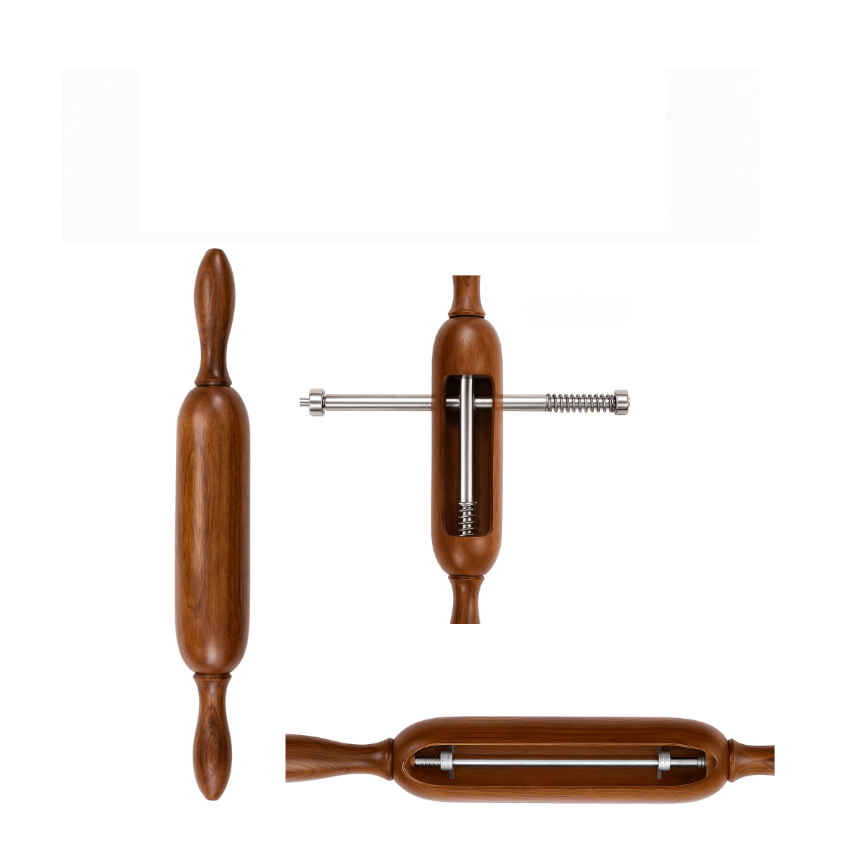 Premium  Sheesham Wooden Automatic Rolling Pin Belan with Steel Rod Mechanism